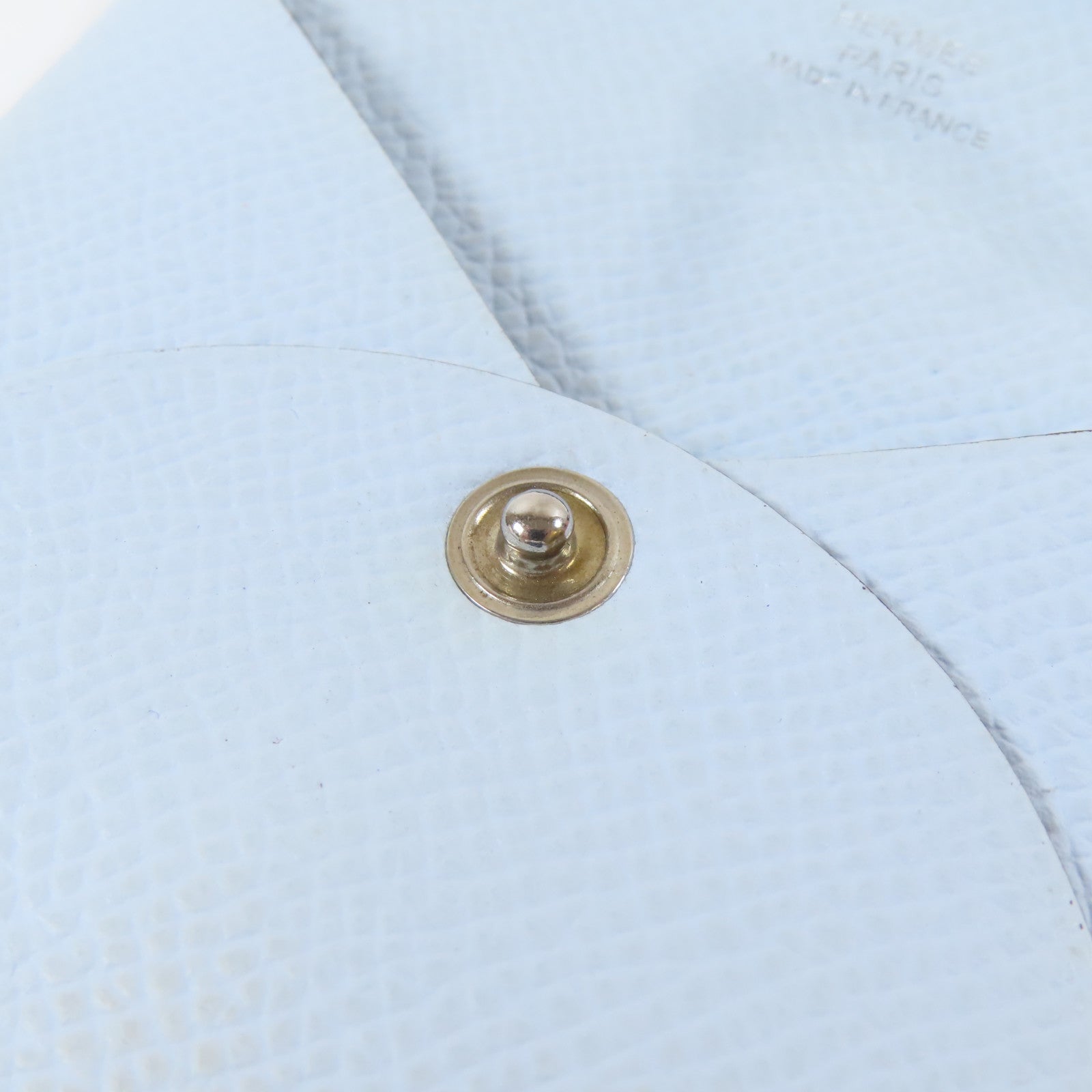 HERMES Epsom皮革Bastia銀扣零錢包Bleu Pale/聖杯藍