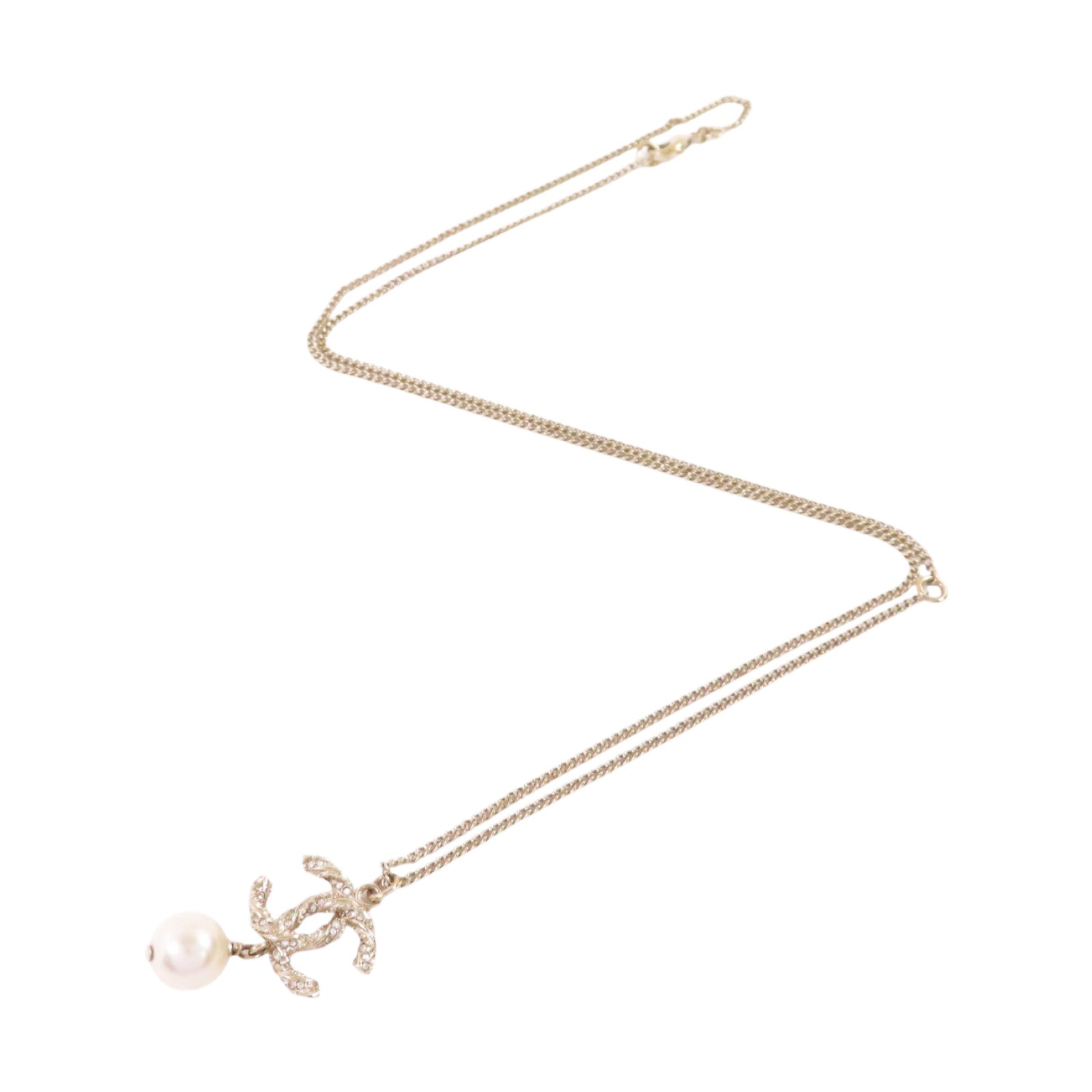 CHANEL CC Necklace A63047 Metal PVC Rhinestone