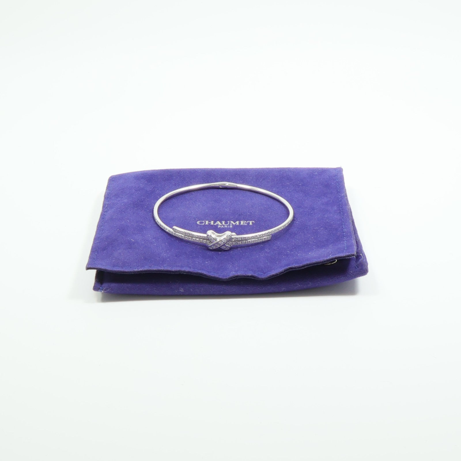 Chaumet 18K白金Jeux De Liens Bracelet Pave Diamond鑽石手鐲