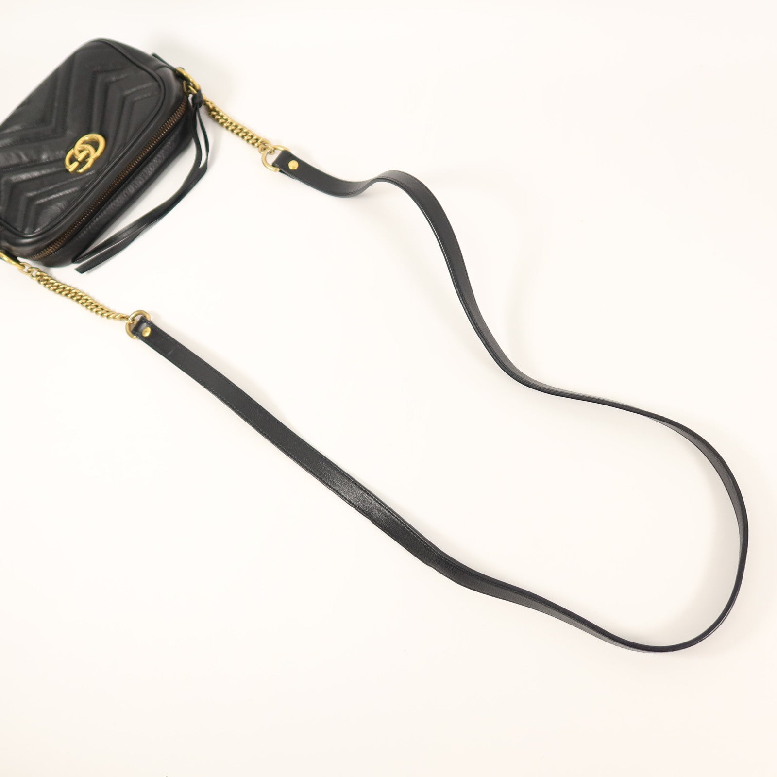 GUCCI 牛皮皮革GG Marmont Mini鏈帶肩背袋