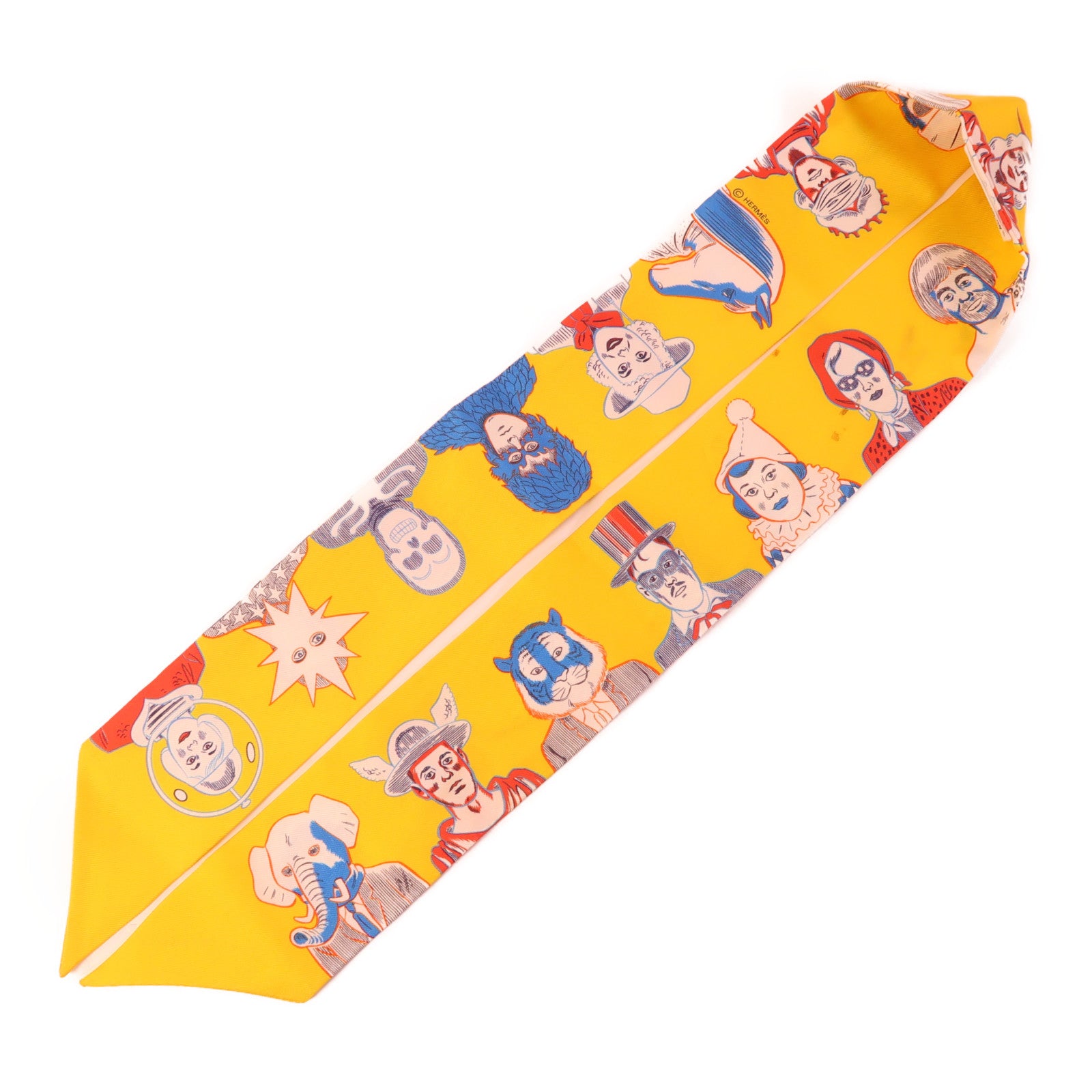 HERMES Twilly Scarf Scarves Silk Yellow