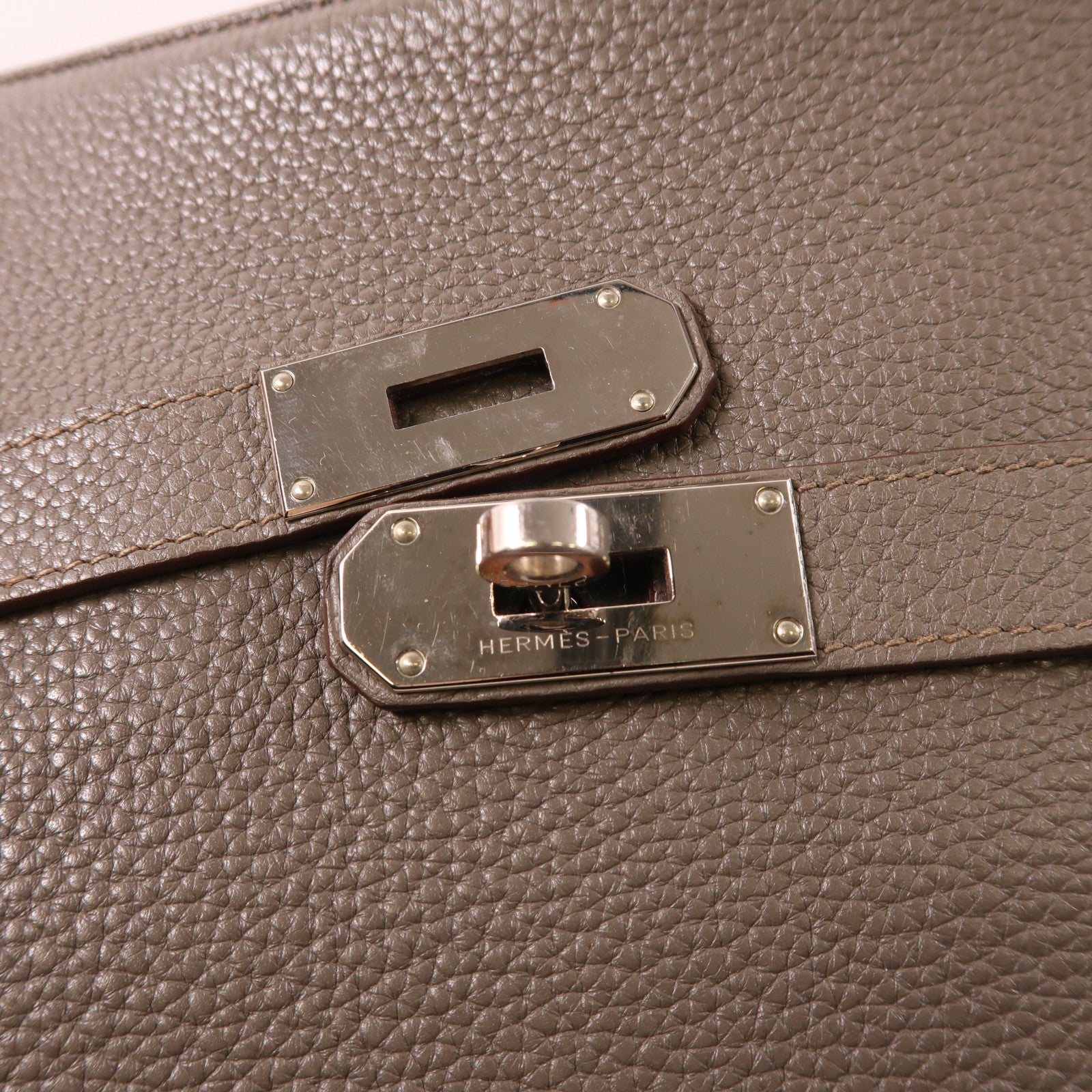 HERMES Clemence皮革Jypsiere 34銀扣肩背袋