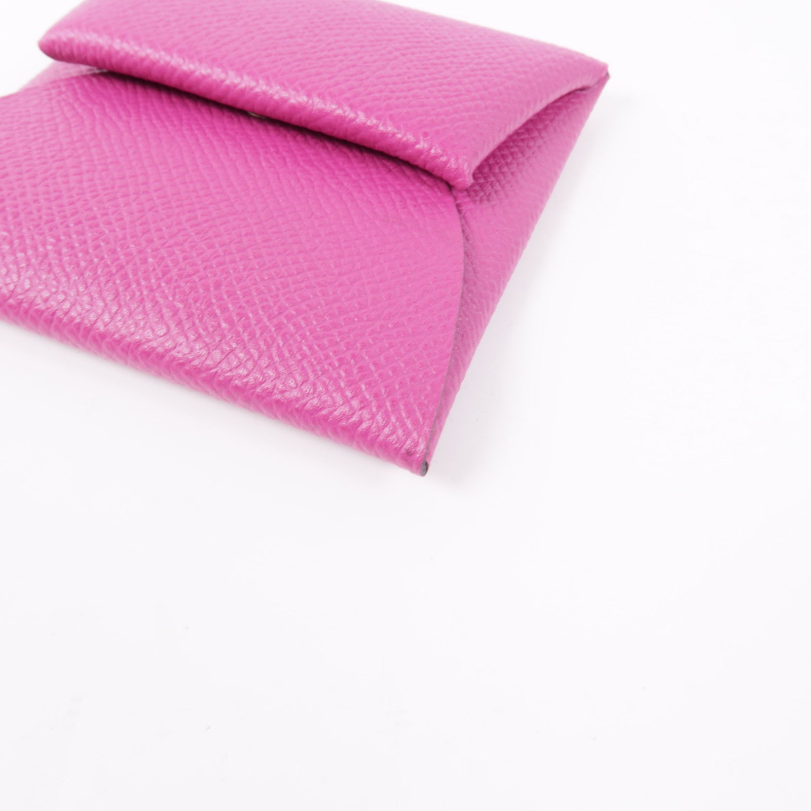 HERMES Epsom皮革Bastia銀扣零錢包Rose Purple