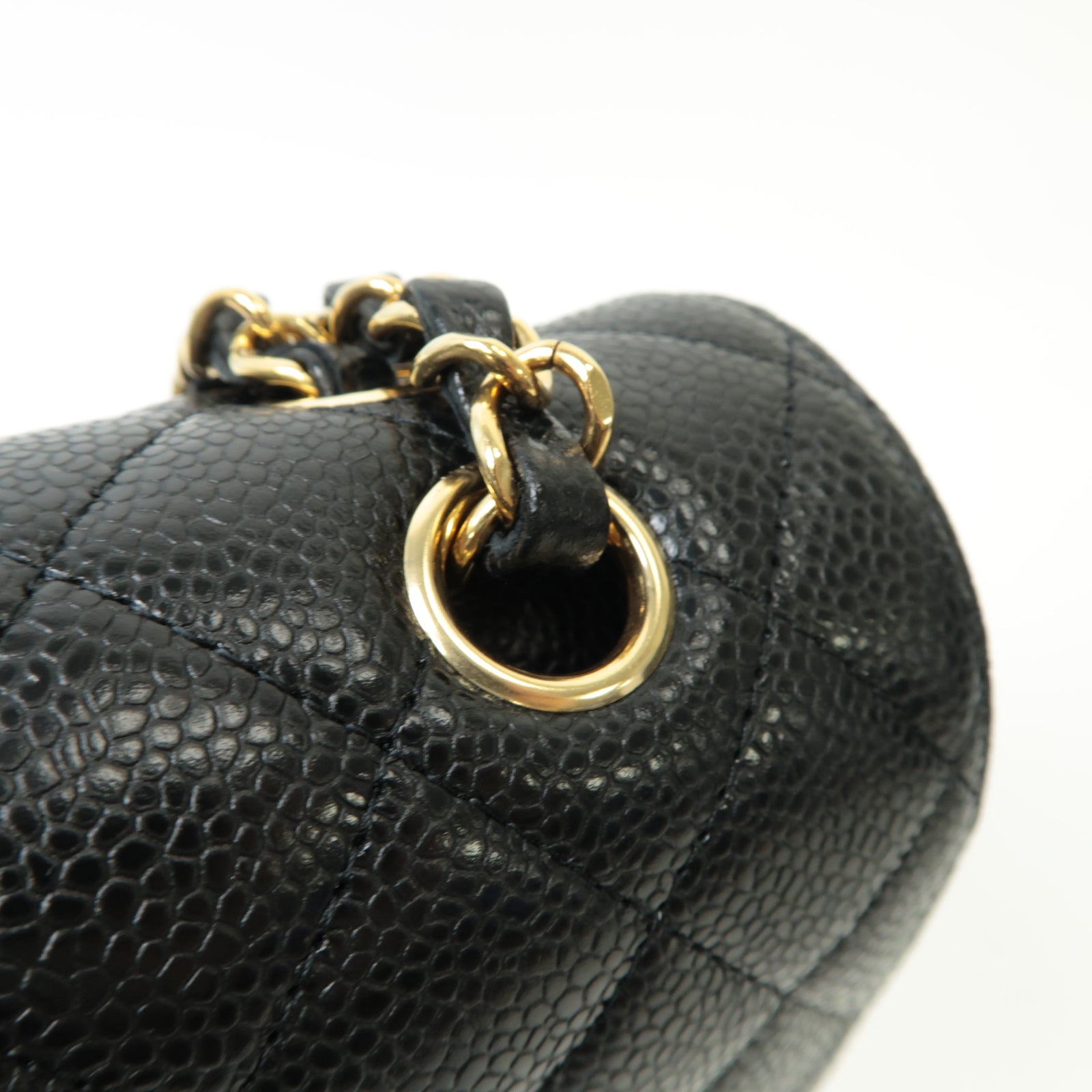 CHANEL Caviar皮革Classic 23金扣鏈帶肩背袋黒色