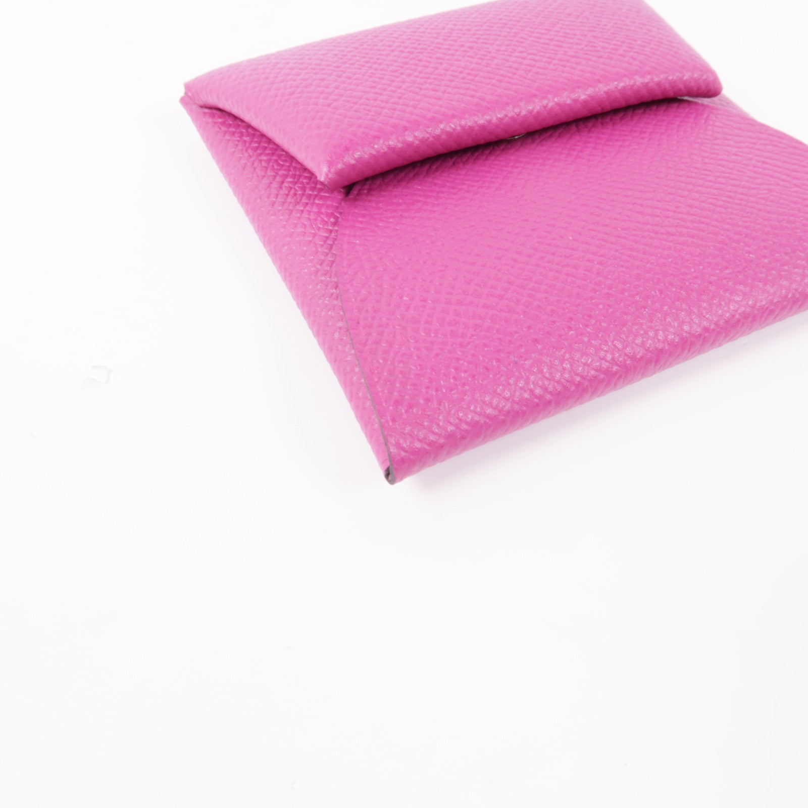 HERMES 【激減優惠】Epsom皮革Bastia銀扣零錢包Rose Purple