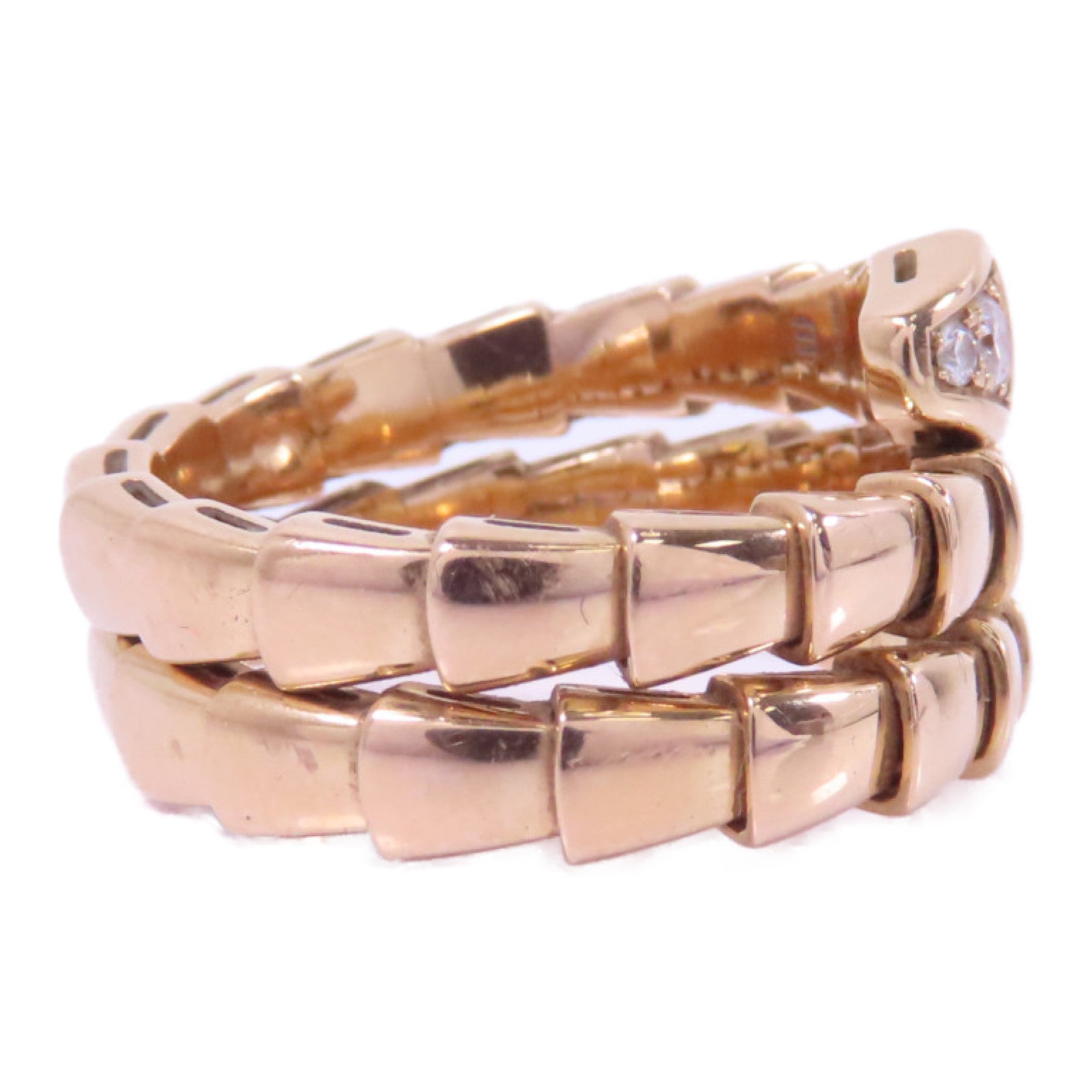 BVLGARI 18K玫瑰金Serperti Viper Diamond Ring鑽石戒指US#5.5