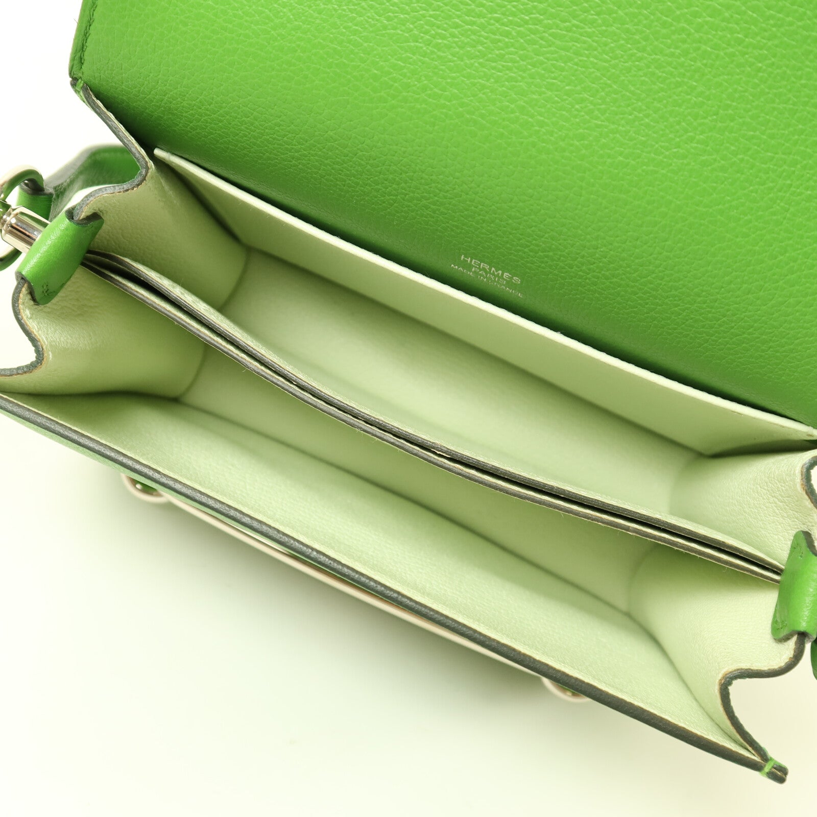 HERMES 【激減優惠】Evercolor皮革Roulis Mini銀扣肩背袋Vert Yucca