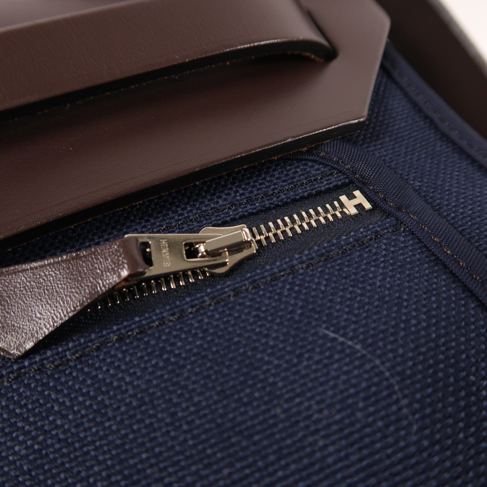 HERMES 帆布Herbag PM銀扣手挽肩背兩用袋