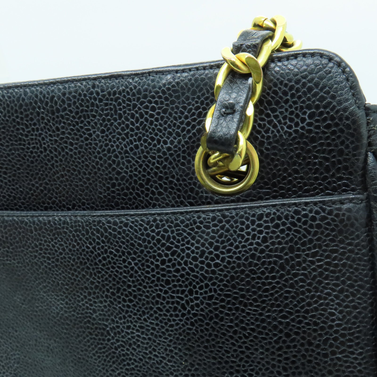 CHANEL cowhide leather Shoulder Bag gold buckle shoulder bag black