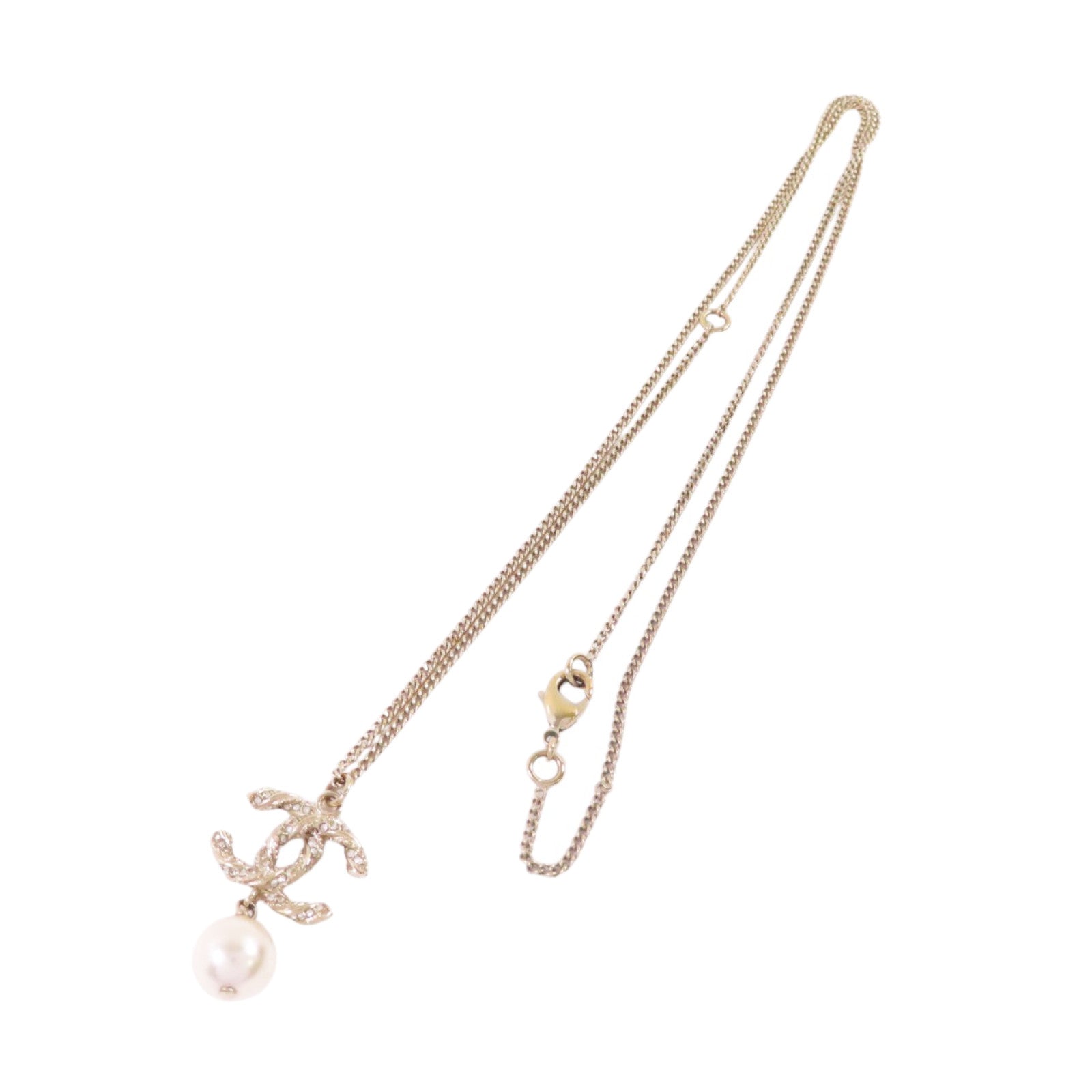 CHANEL CC Necklace A63047 Metal PVC Rhinestone