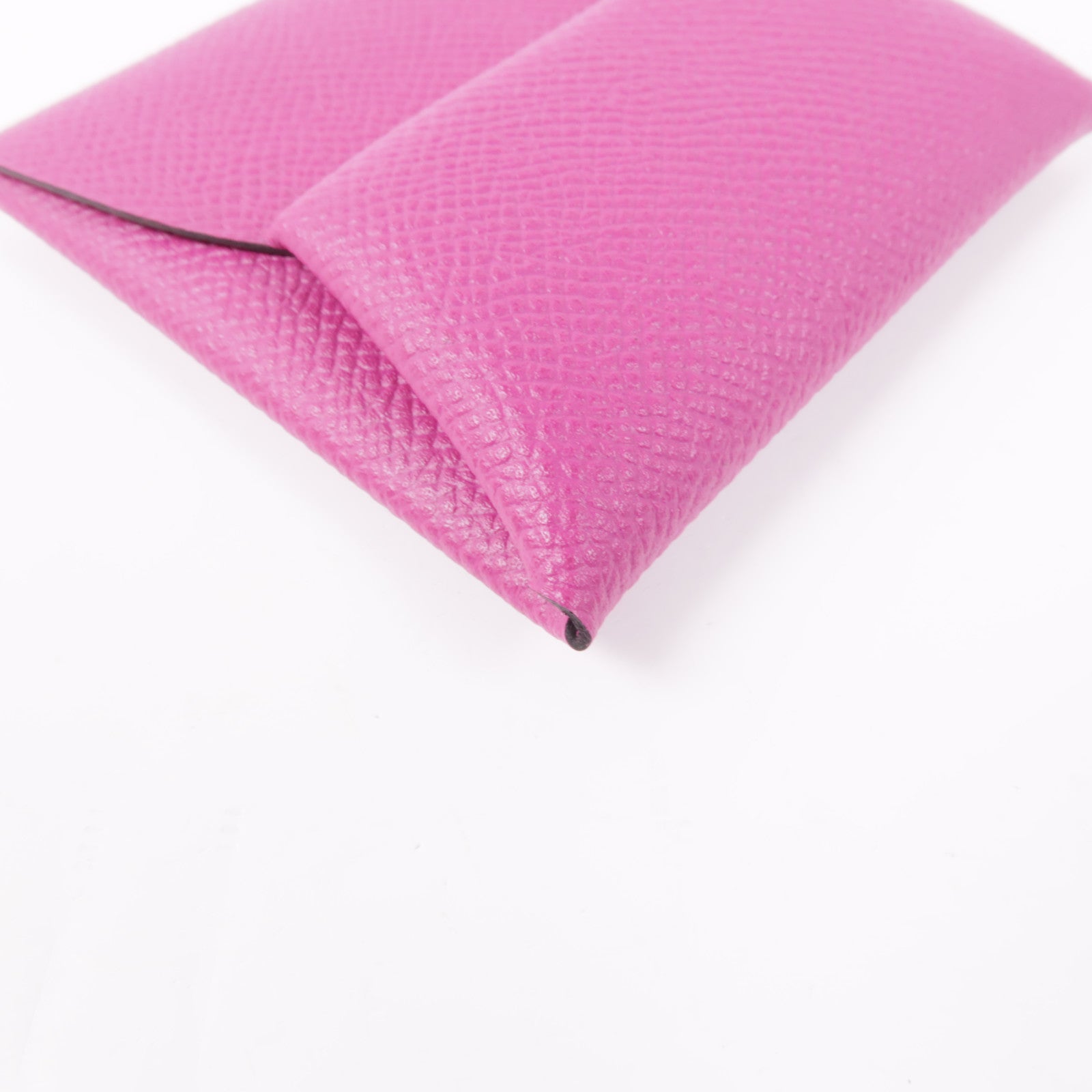 HERMES Epsom皮革Bastia銀扣零錢包Rose Purple