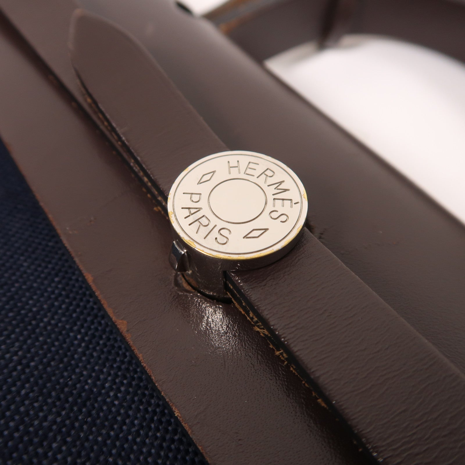 HERMES 帆布Herbag PM銀扣手挽肩背兩用袋