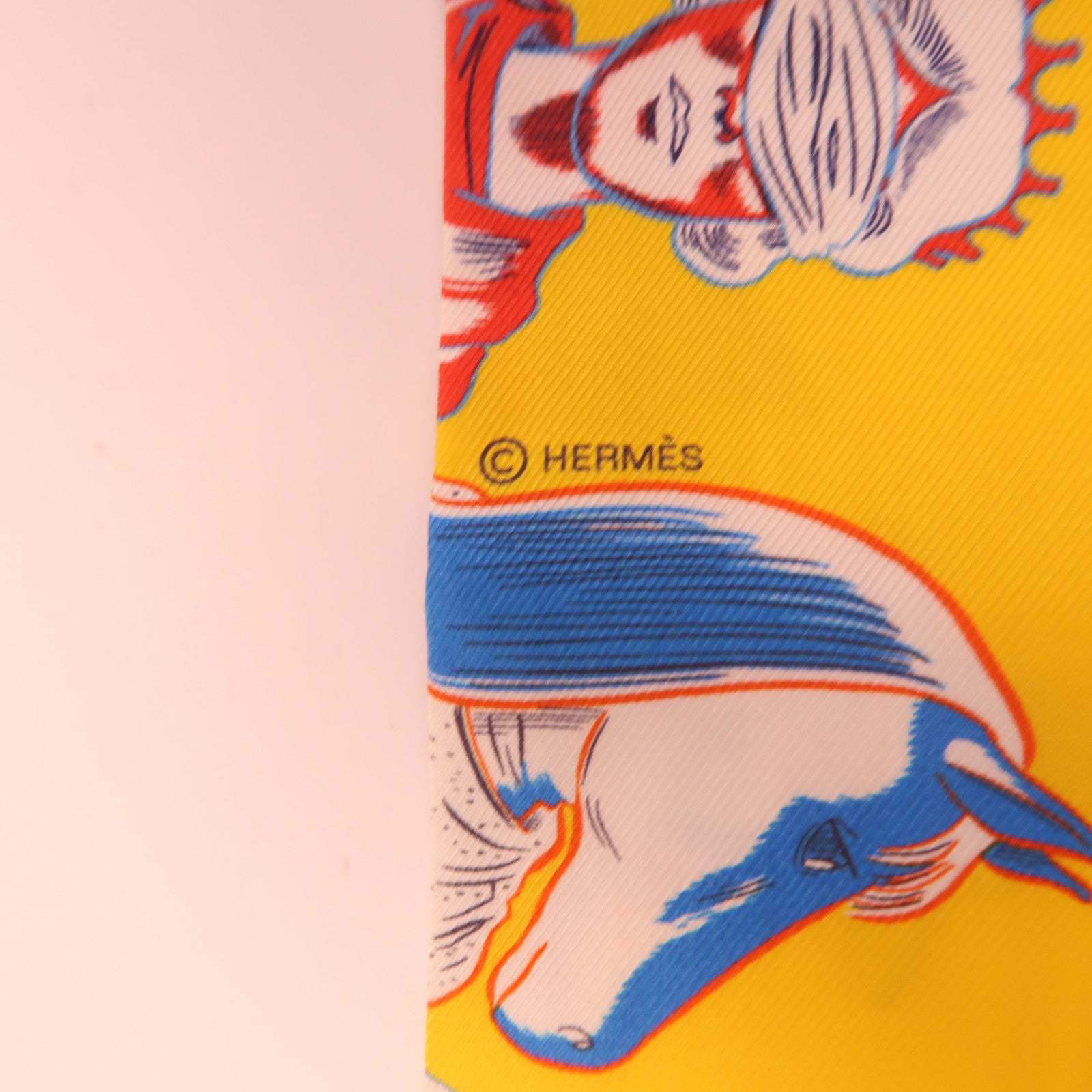 HERMES Twilly Scarf Scarves Silk Yellow