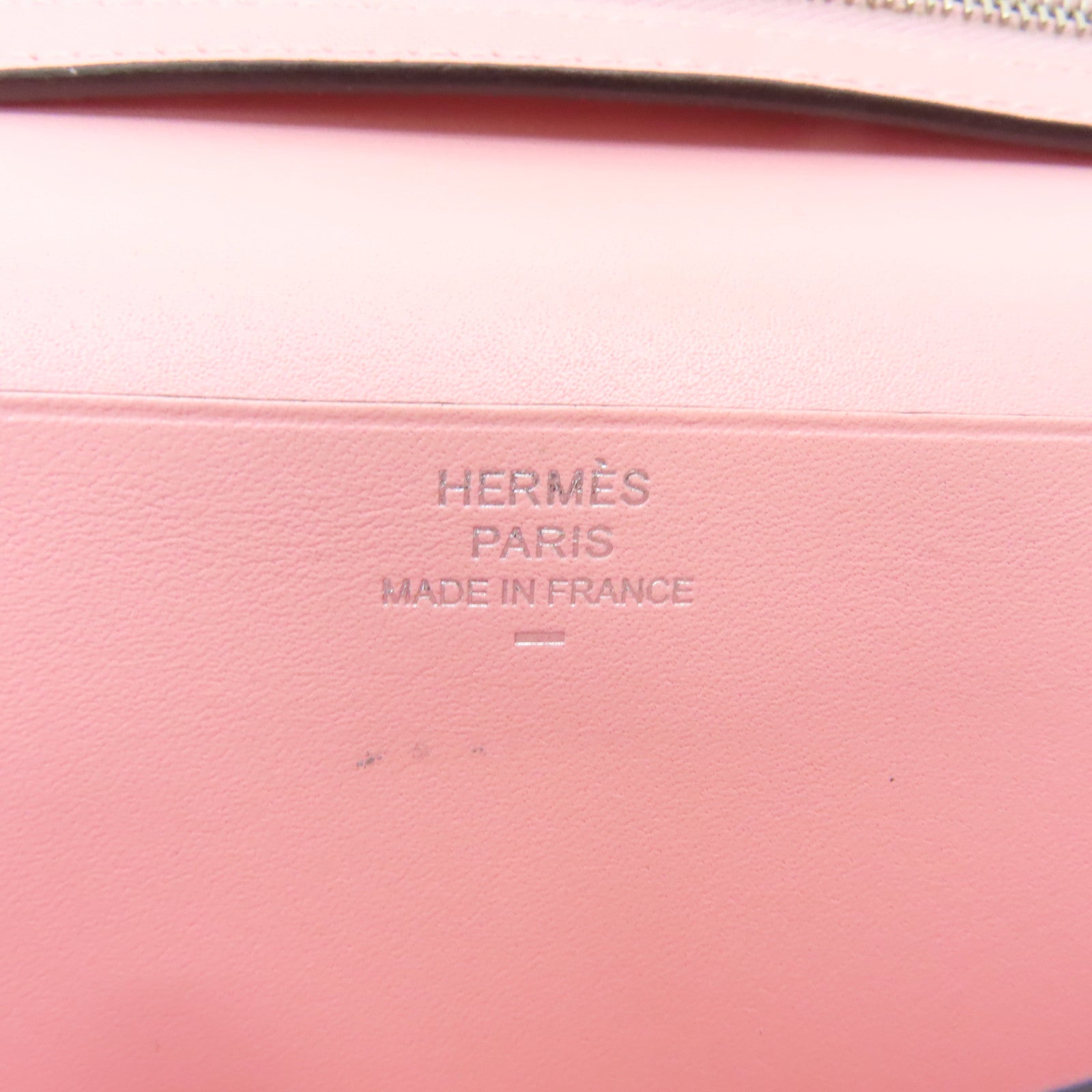 HERMES **【清倉大減價】蜥蝪/牛皮皮革Bearn W Snap銀扣長錢包Rose Sakura粉紅色