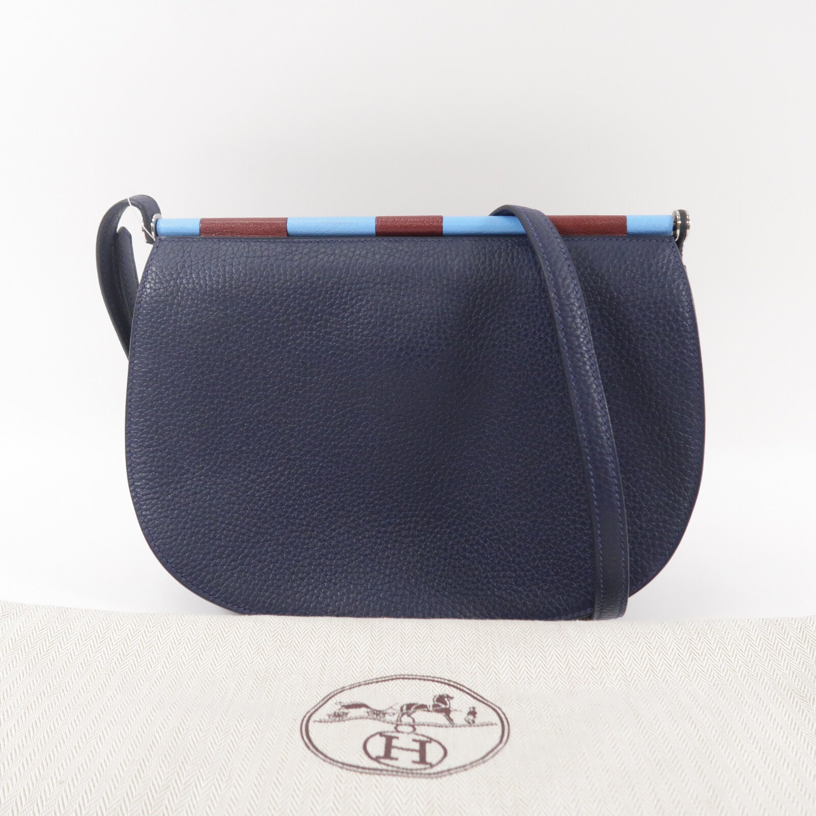 HERMES Clemence皮革Sac Saut 25肩背袋Bleu Nuit