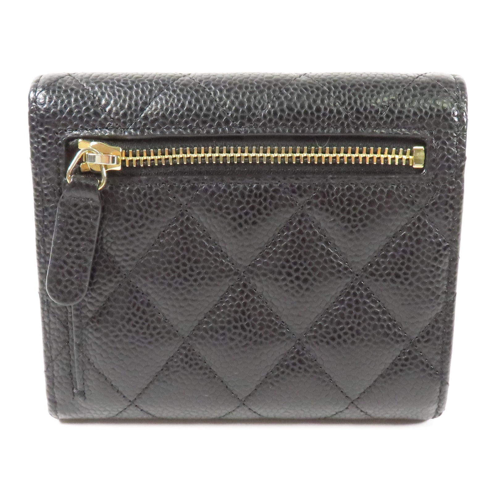 CHANEL 牛皮皮革Trifold Wallet金扣錢包