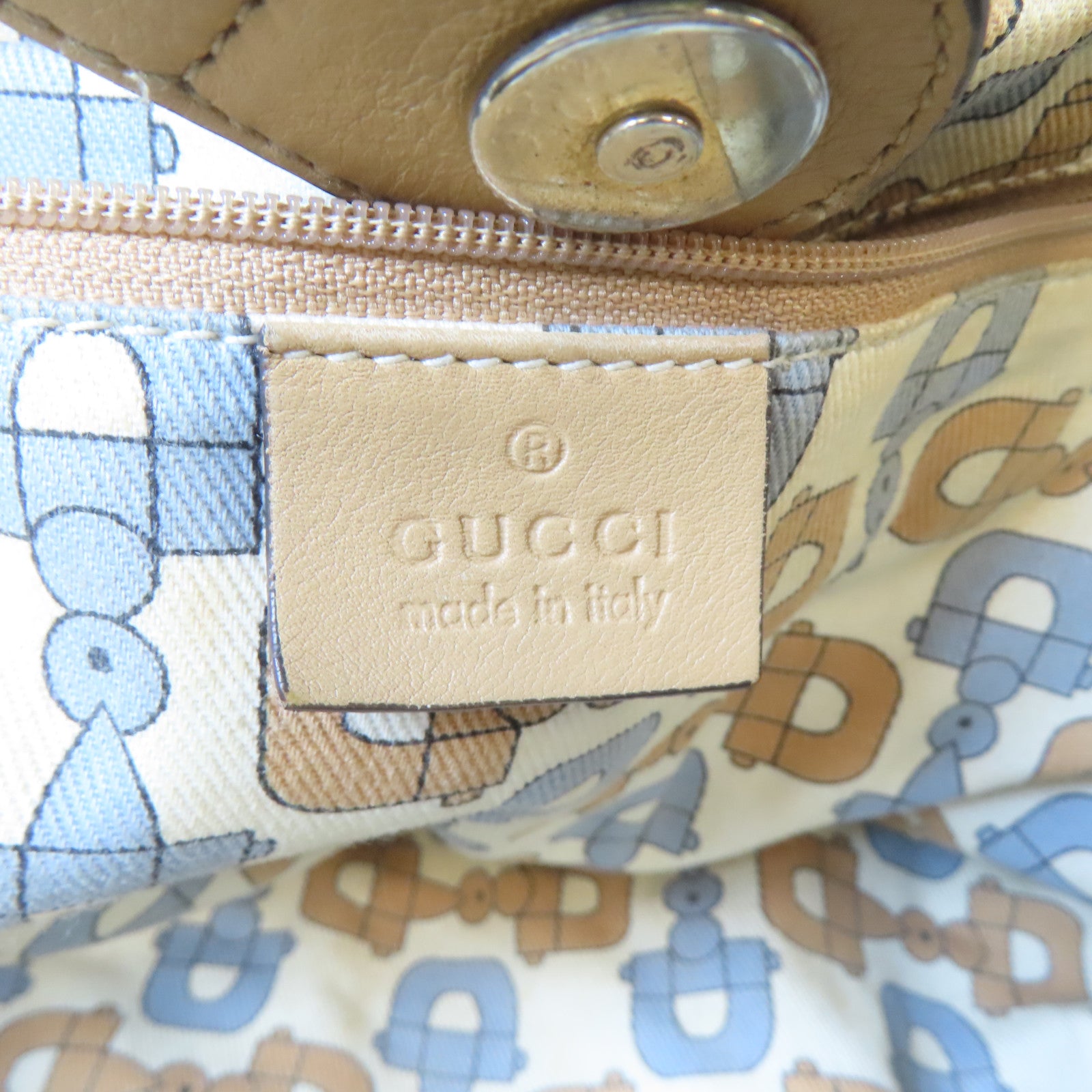 GUCCI 牛皮皮革Shoulder Bag金扣肩背袋啡色