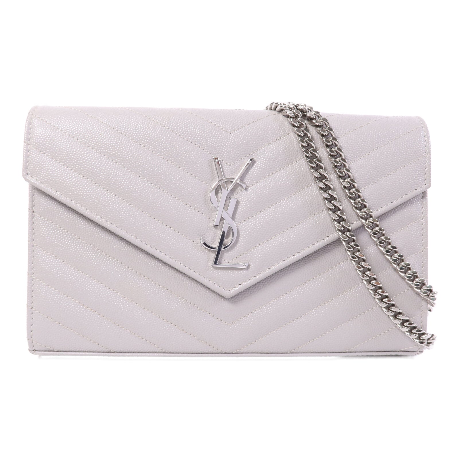 SAINT LAURENT 牛皮皮革Cassandre Envelope銀扣鏈帶肩背袋