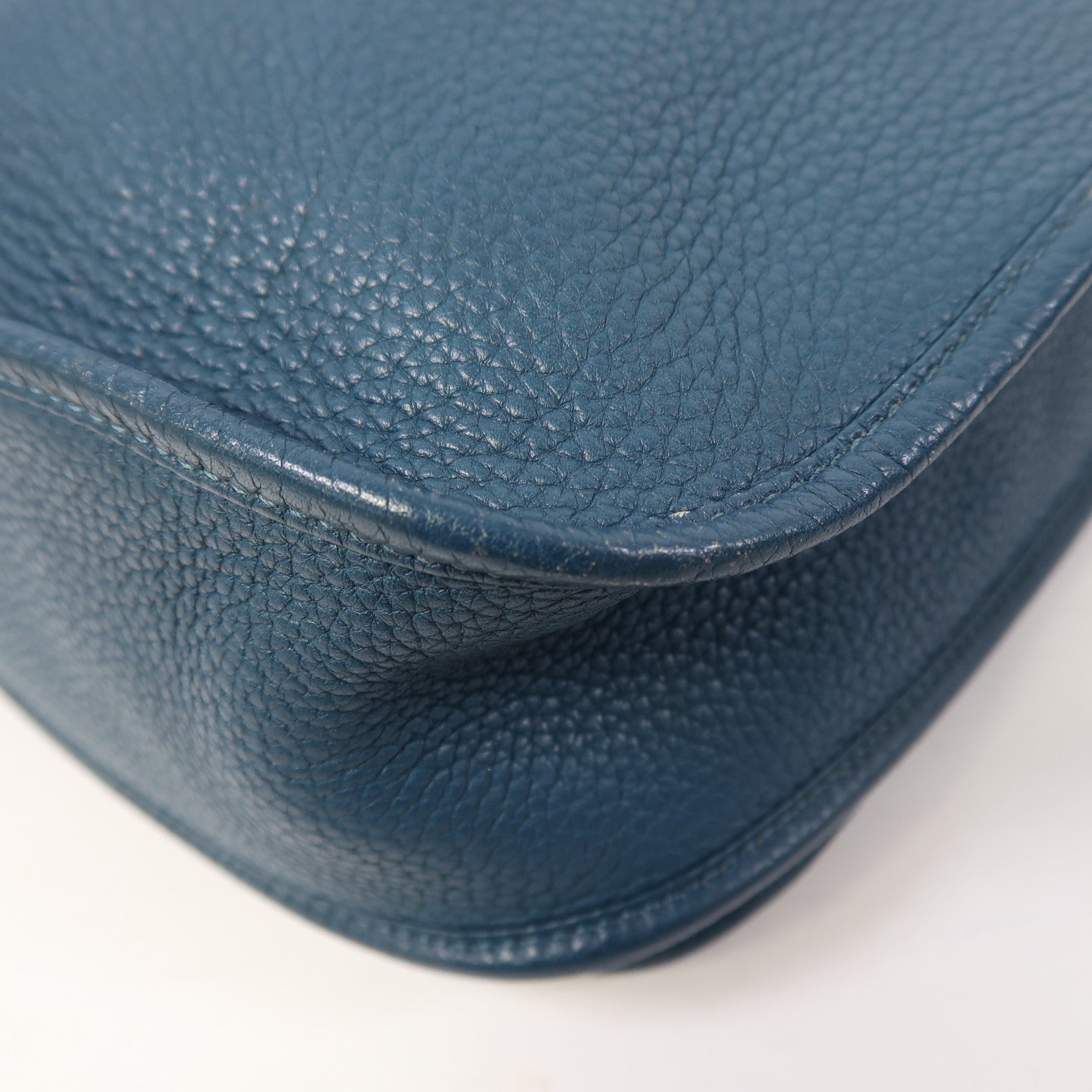 HERMES Clemence皮革Evelyne GM銀扣肩背袋深海藍色