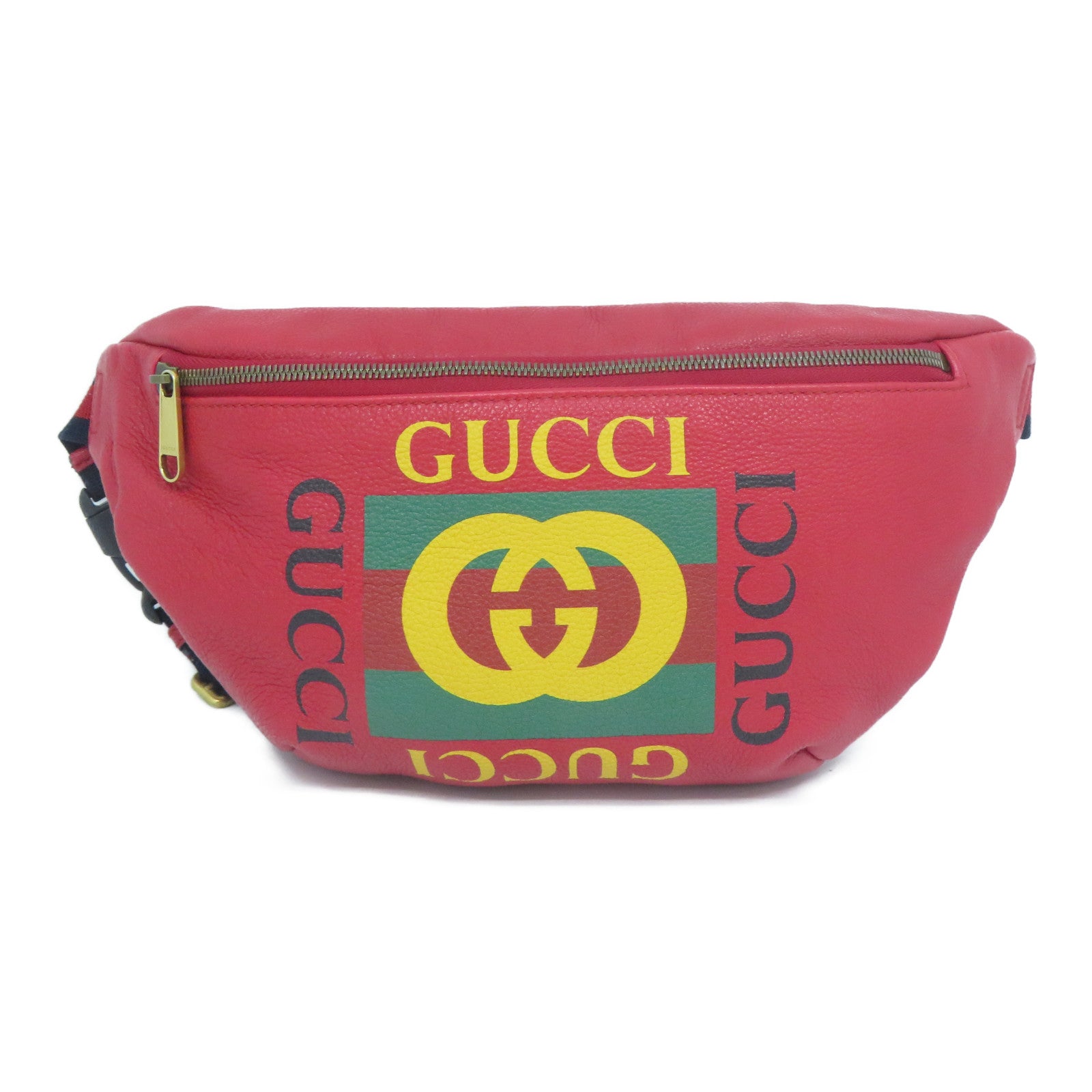 GUCCI 【激減優惠】牛皮皮革Waist Bag金扣腰包紅色