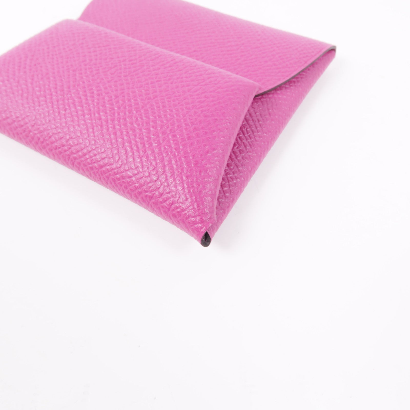 HERMES 【激減優惠】Epsom皮革Bastia銀扣零錢包Rose Purple