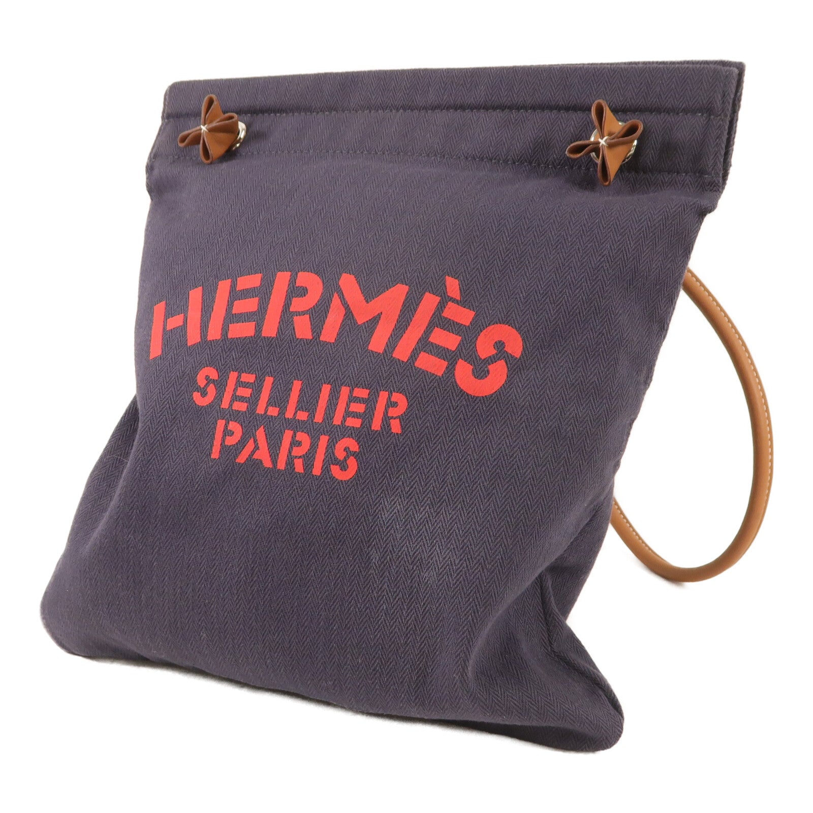 HERMES 帆布/Swift皮革Aline銀扣肩背袋