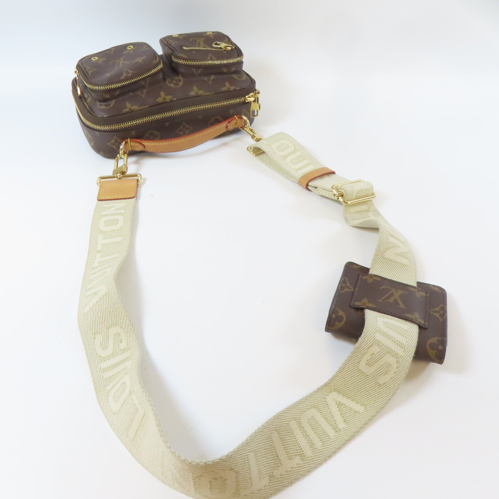 LOUIS VUITTON 【激減優惠】Monogram Utility 2 Way Shoulder Bag金扣手挽肩背兩用袋啡色