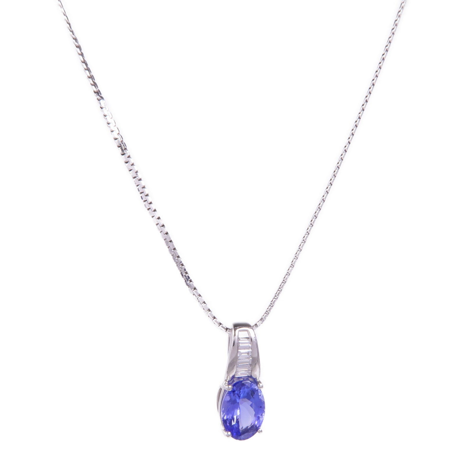 JEWELRY 【激減優惠】PT900/PT850鉑金Diamond/Tanzanite Necklace鑽石/坦桑石項鍊
