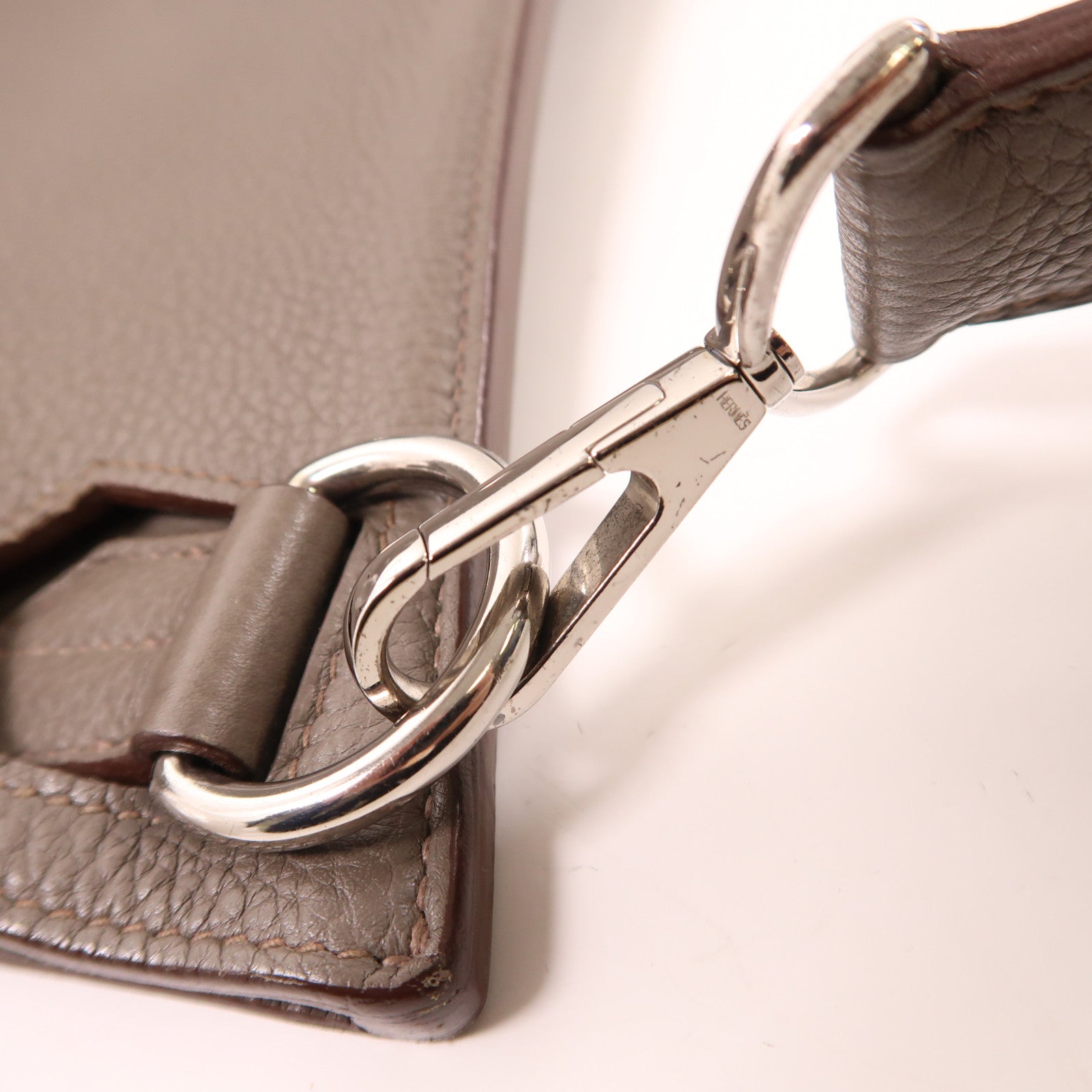 HERMES Clemence皮革Jypsiere 34銀扣肩背袋