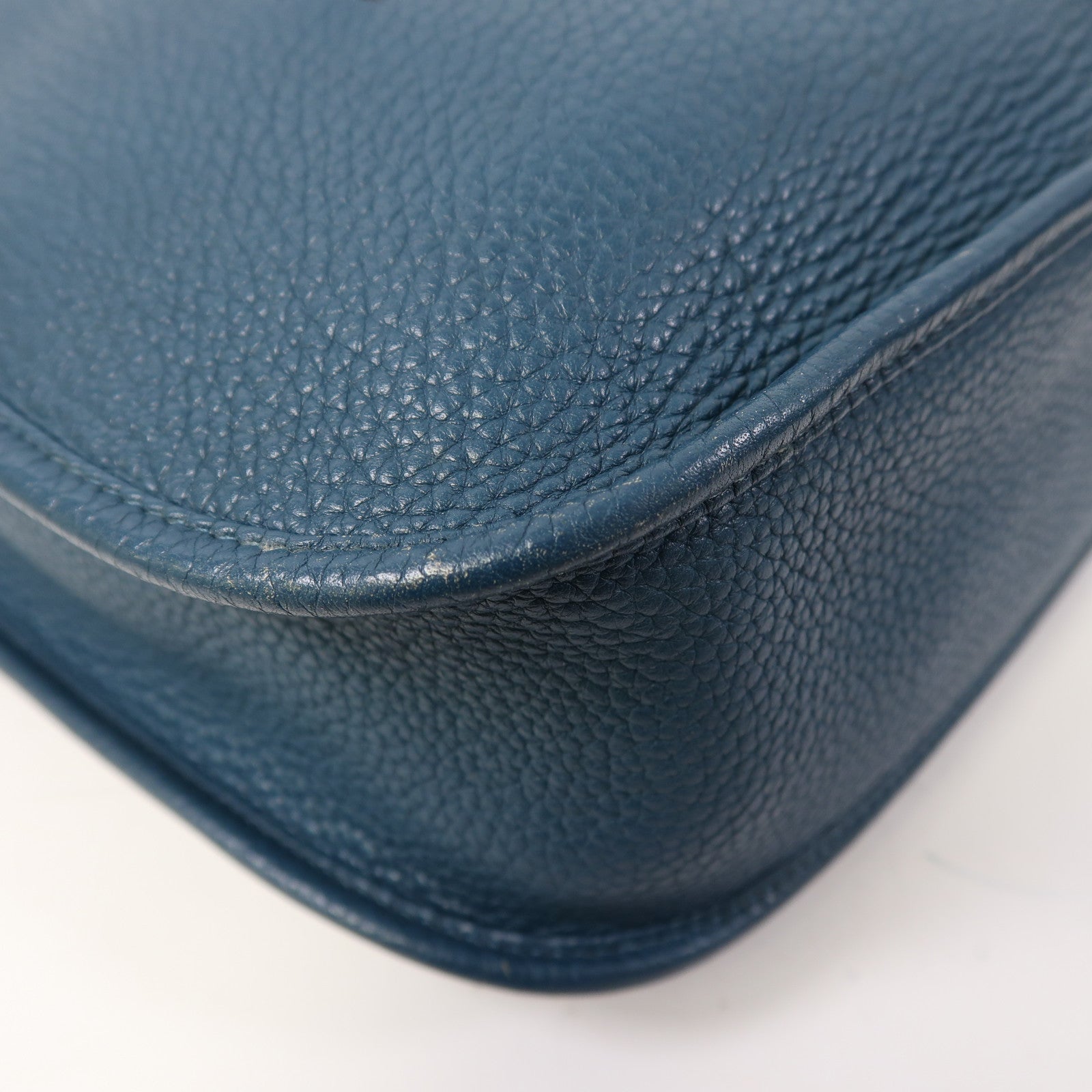 HERMES Clemence皮革Evelyne GM銀扣肩背袋深海藍色