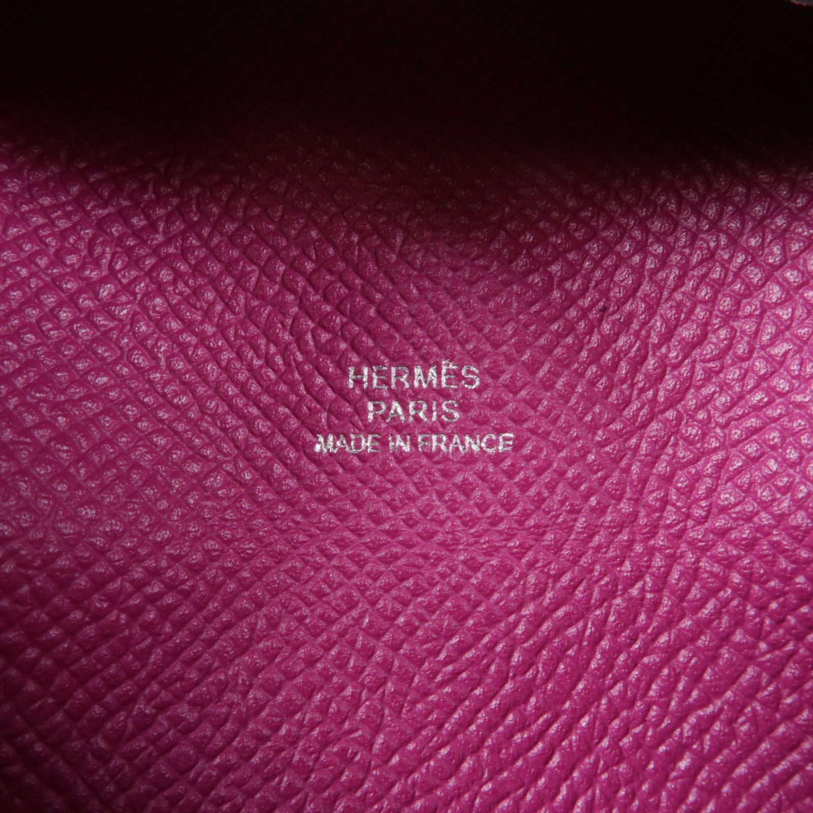 HERMES Epsom皮革Bastia銀扣零錢包Rose Purple