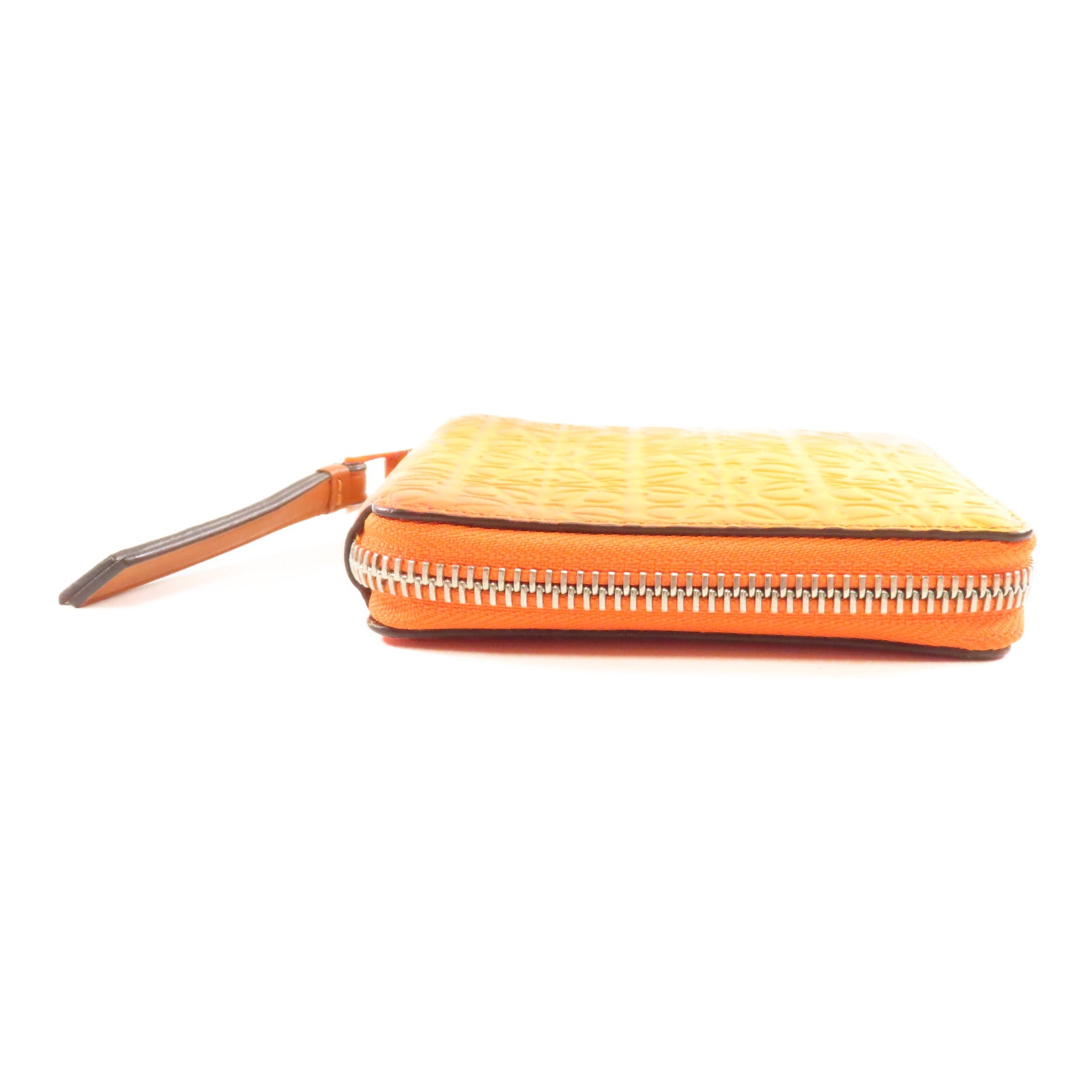 LOEWE 牛皮皮革Zipper Wallet銀扣錢包橙色/黄色