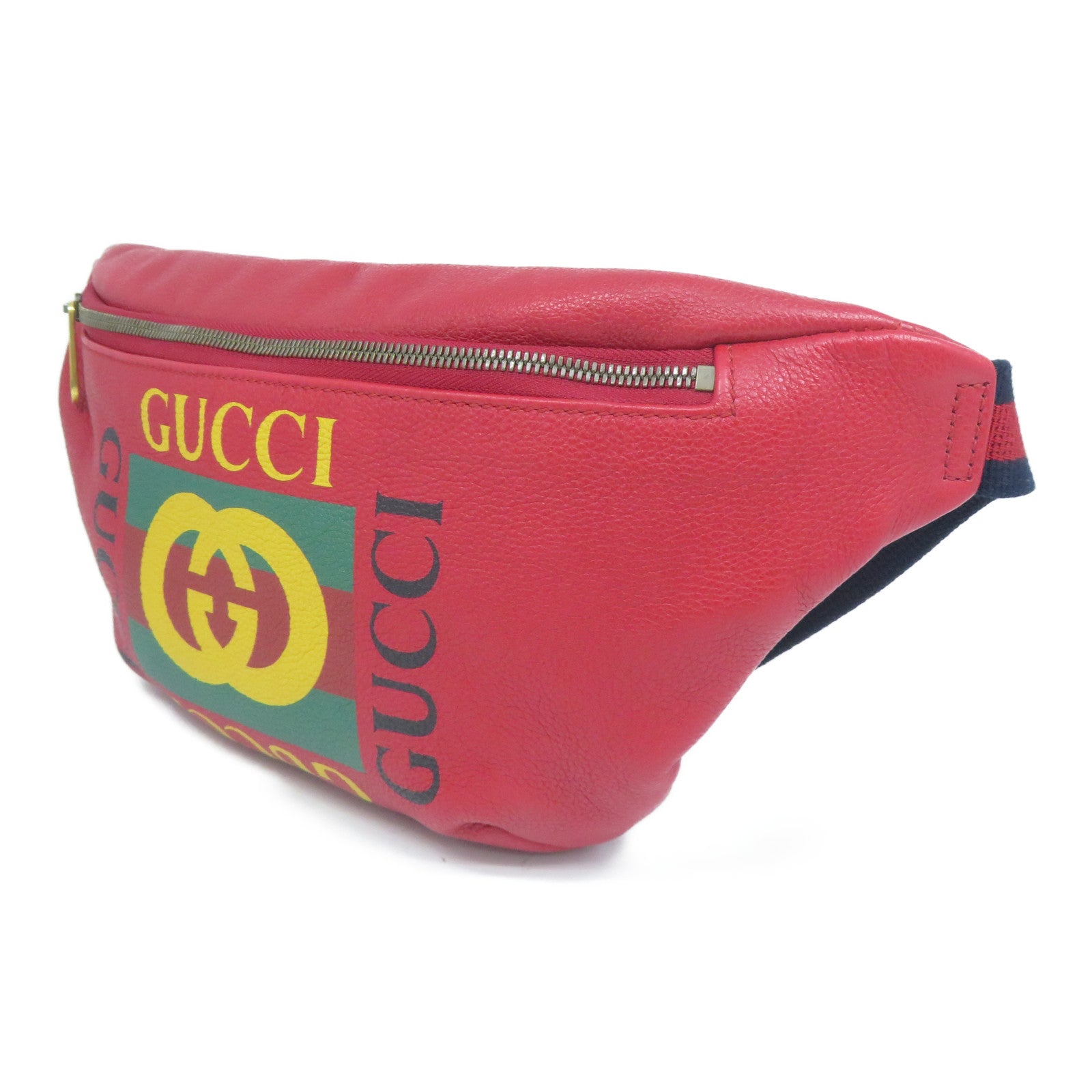GUCCI 【激減優惠】牛皮皮革Waist Bag金扣腰包紅色