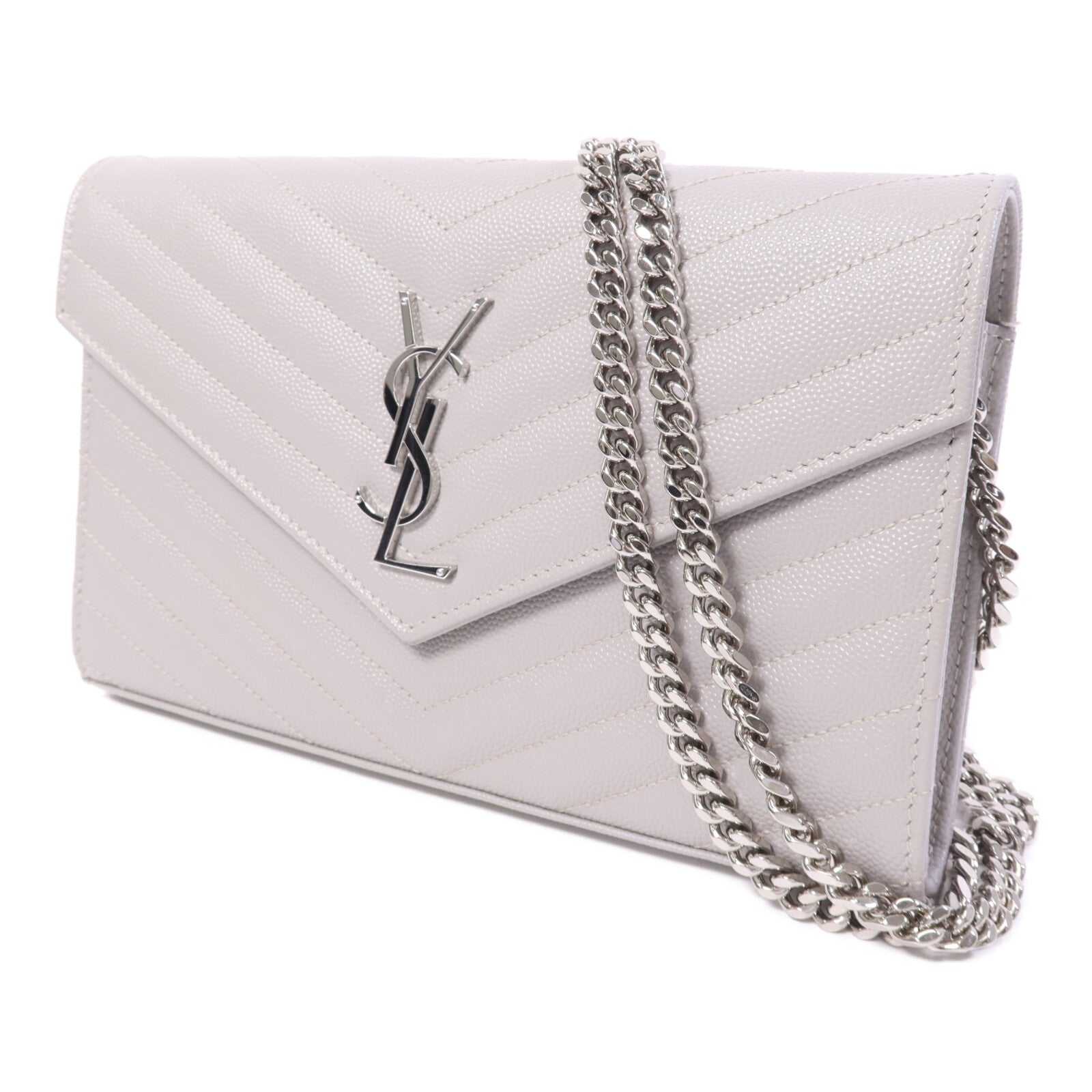 SAINT LAURENT 牛皮皮革Cassandre Envelope銀扣鏈帶肩背袋