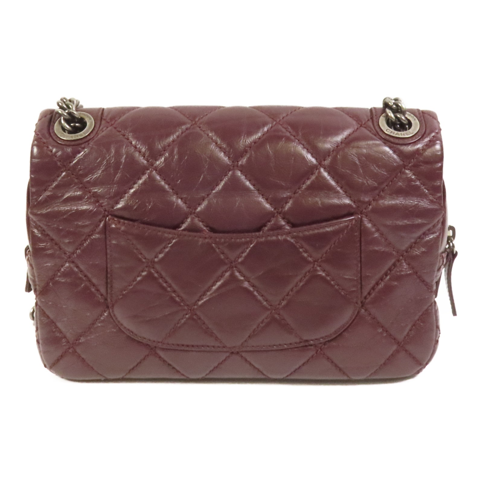 CHANEL 牛皮皮革Chain Shoulder銀扣鏈帶肩背袋