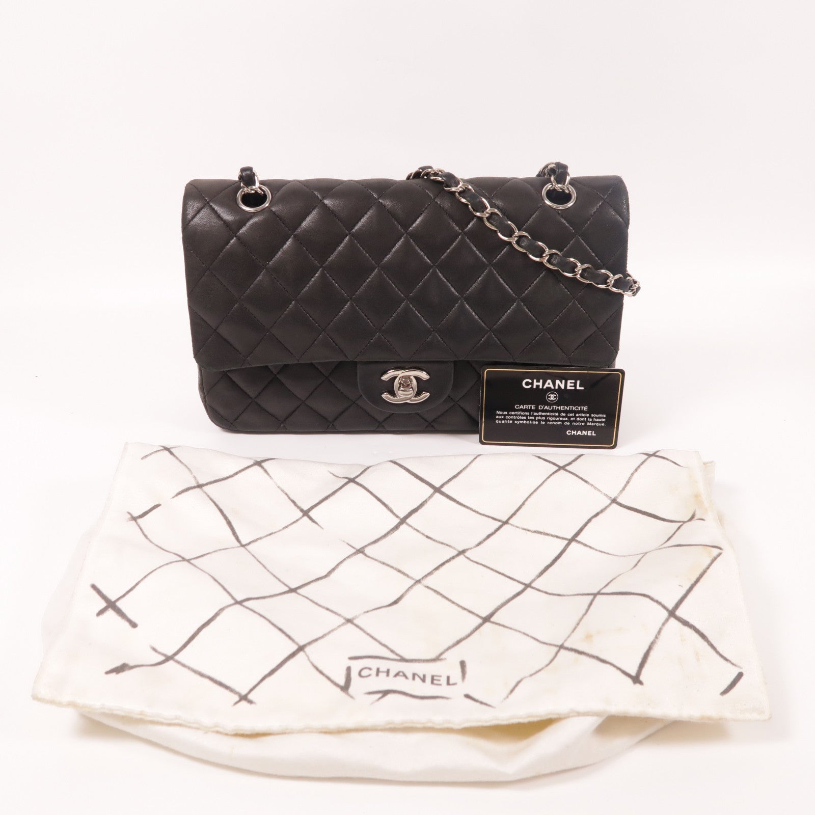 CHANEL 羊皮皮革Classic 25銀扣鏈帶肩背袋