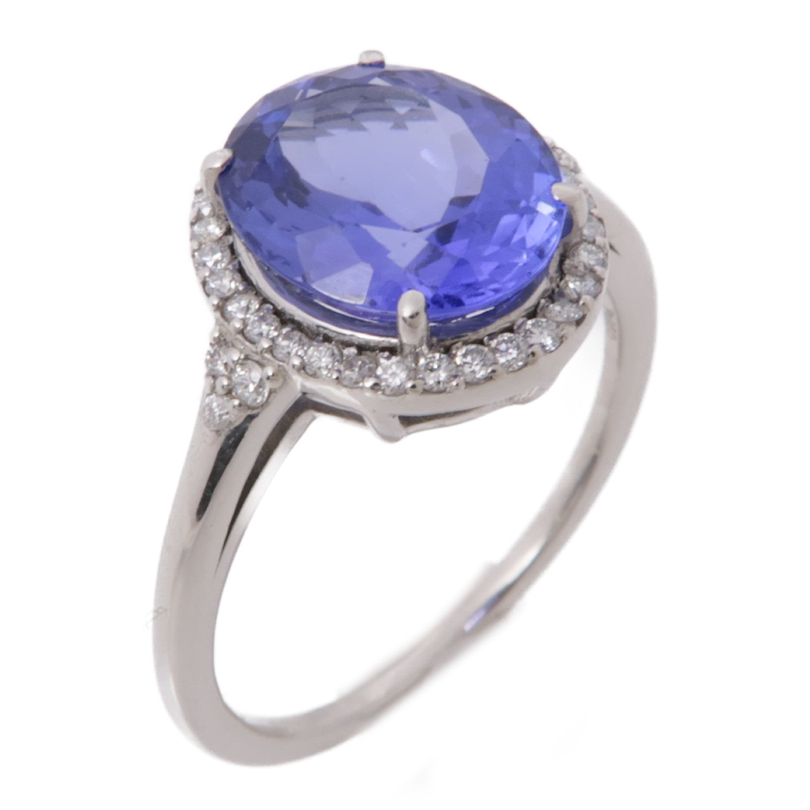 JEWELRY 【激減優惠】PT鉑金Tanzanite Diamond Ring坦桑石/鑽石戒指US#7.25