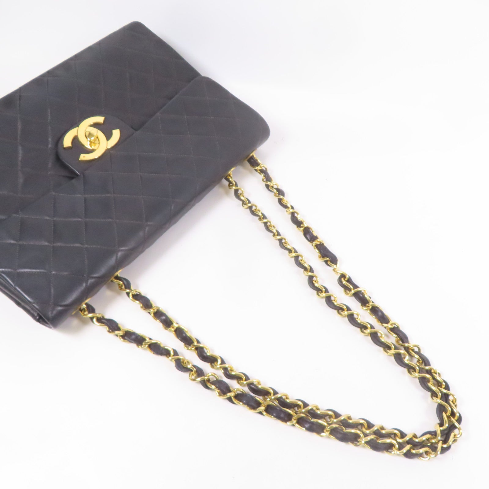 CHANEL 羊皮皮革Chain Shoulder金扣鏈帶肩背袋