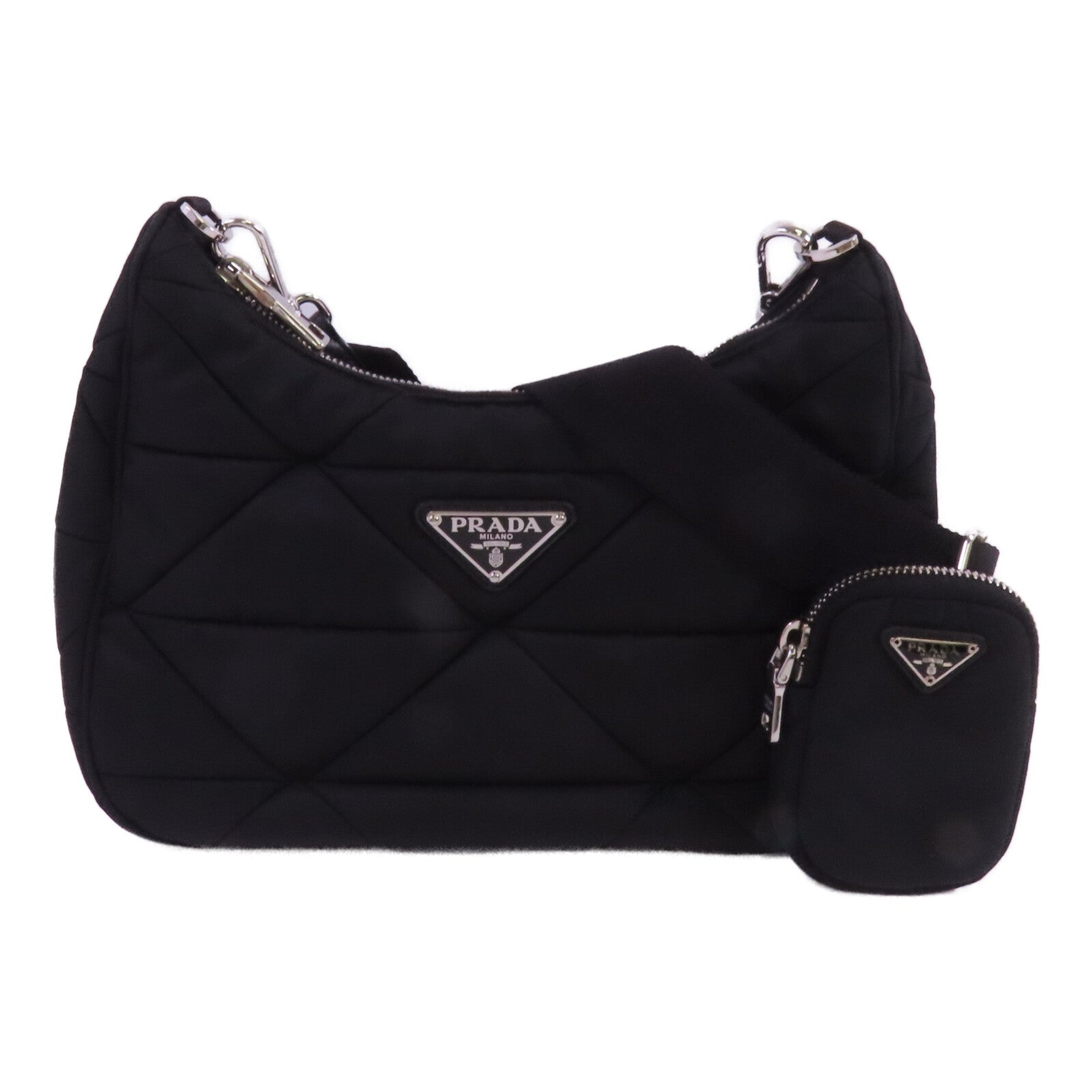 PRADA 尼龍Padded Re Nylon銀扣肩背袋