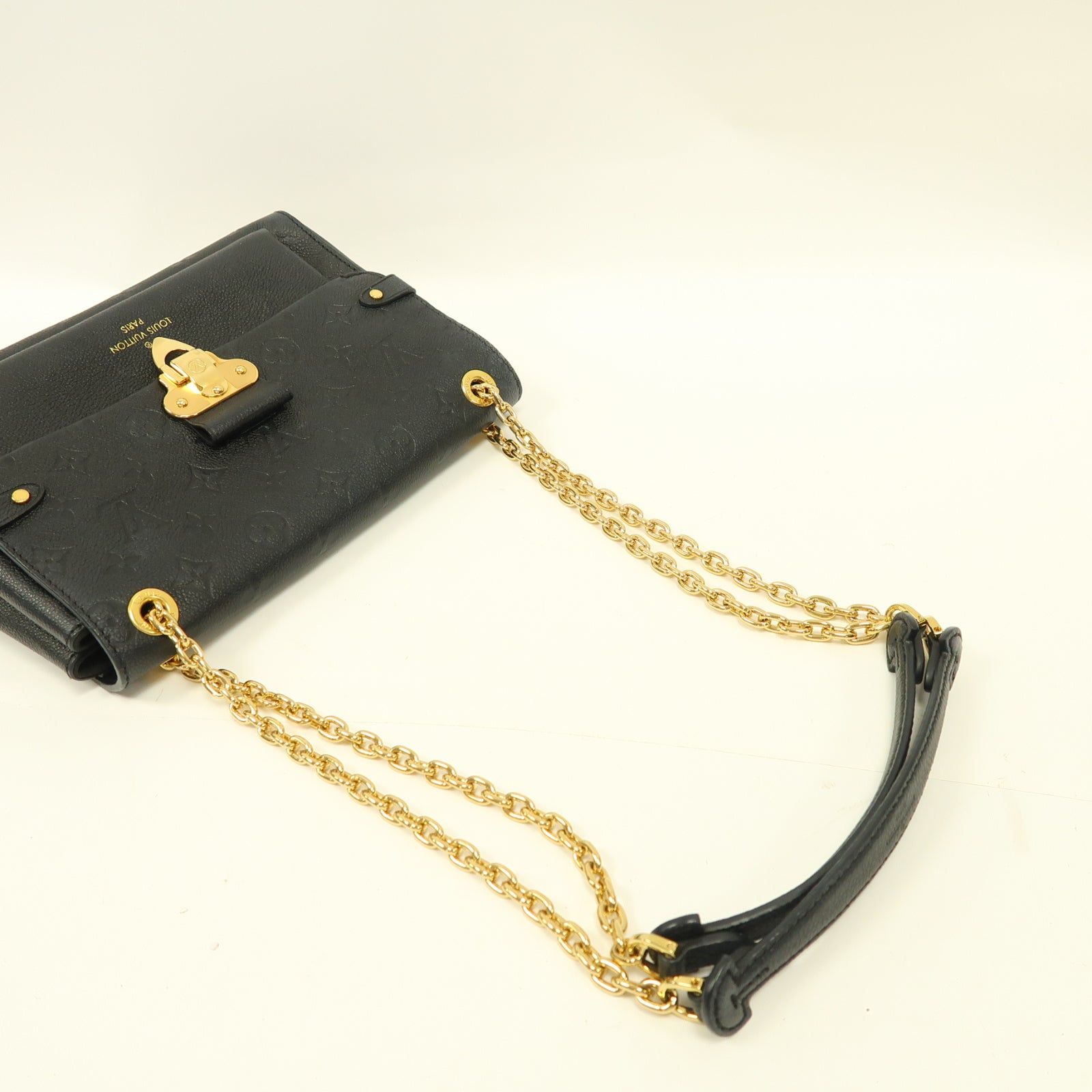 LOUIS VUITTON Monogram Empreinte Vavin PM金扣鏈帶肩背袋黑色