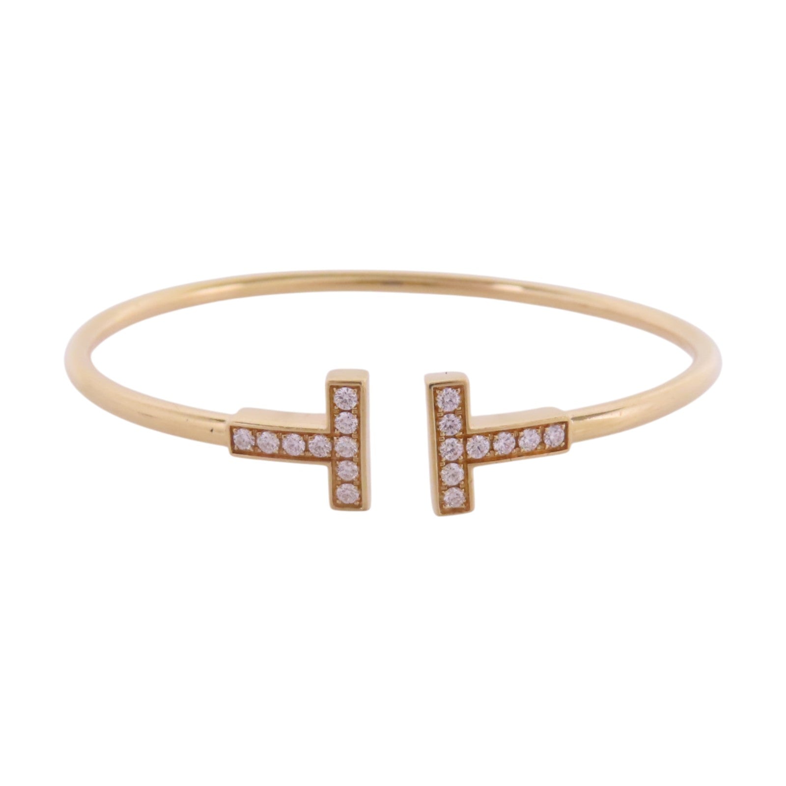 TIFFANY＆CO 18K玫瑰金T Wire Diamond Bangle鑽石手鐲