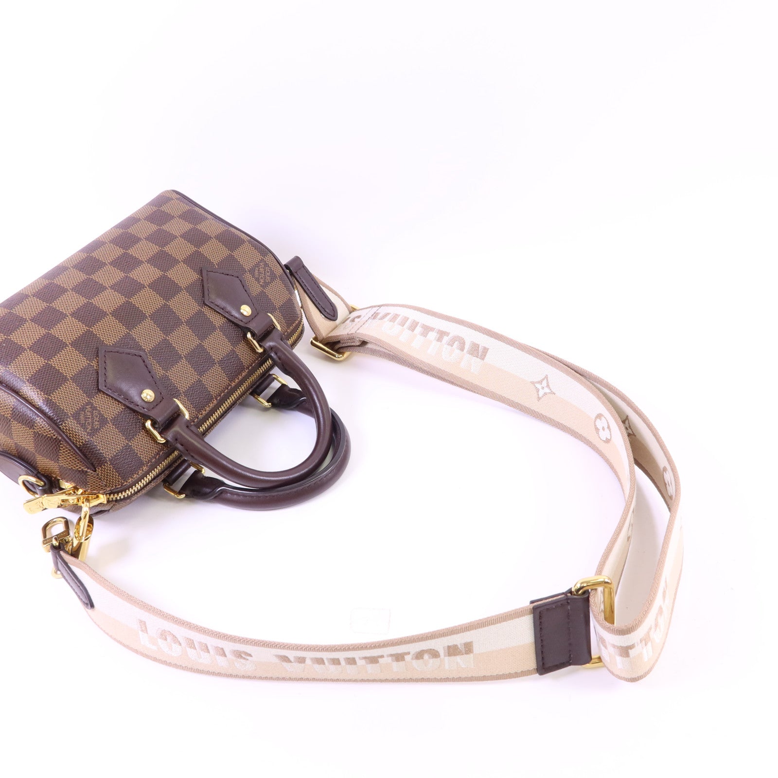LOUIS VUITTON Damier Speedy Bandouliere 20金扣手挽肩背兩用袋