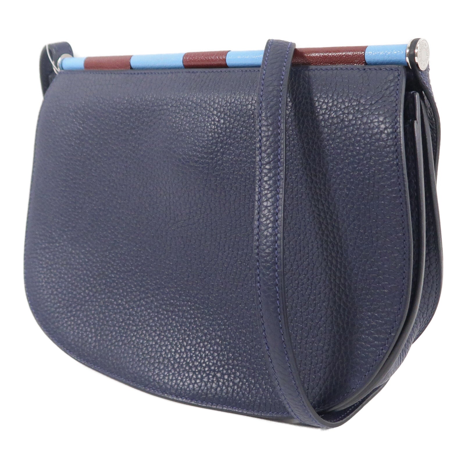 HERMES Clemence皮革Sac Saut 25肩背袋Bleu Nuit