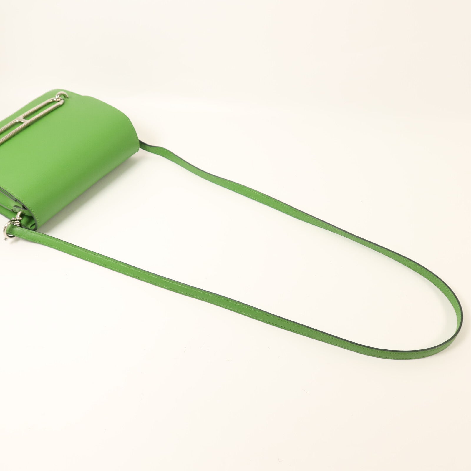 HERMES 【激減優惠】Evercolor皮革Roulis Mini銀扣肩背袋Vert Yucca