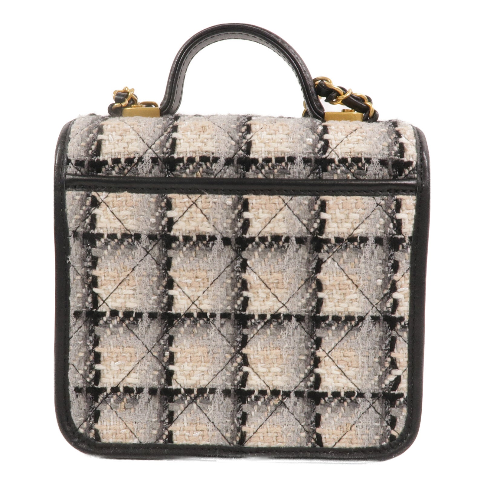 CHANEL Tweed/牛皮皮革Small Flap Bag With Top Handle鏈帶手挽肩背兩用袋
