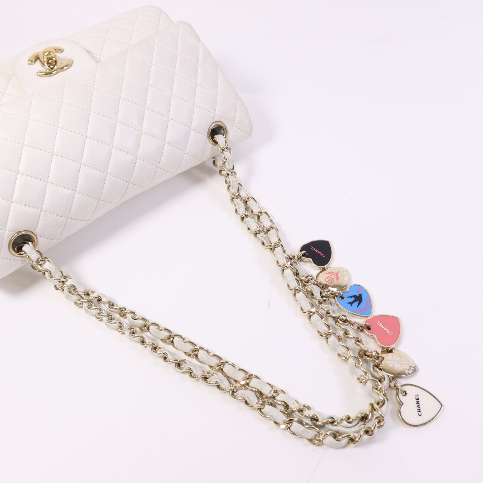 CHANEL 羊皮皮革Classique Valentine金扣鏈帶肩背袋