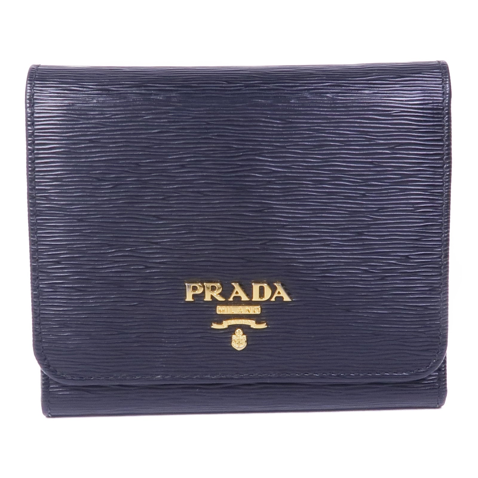 PRADA 【激減優惠】牛皮皮革Wallet金扣錢包