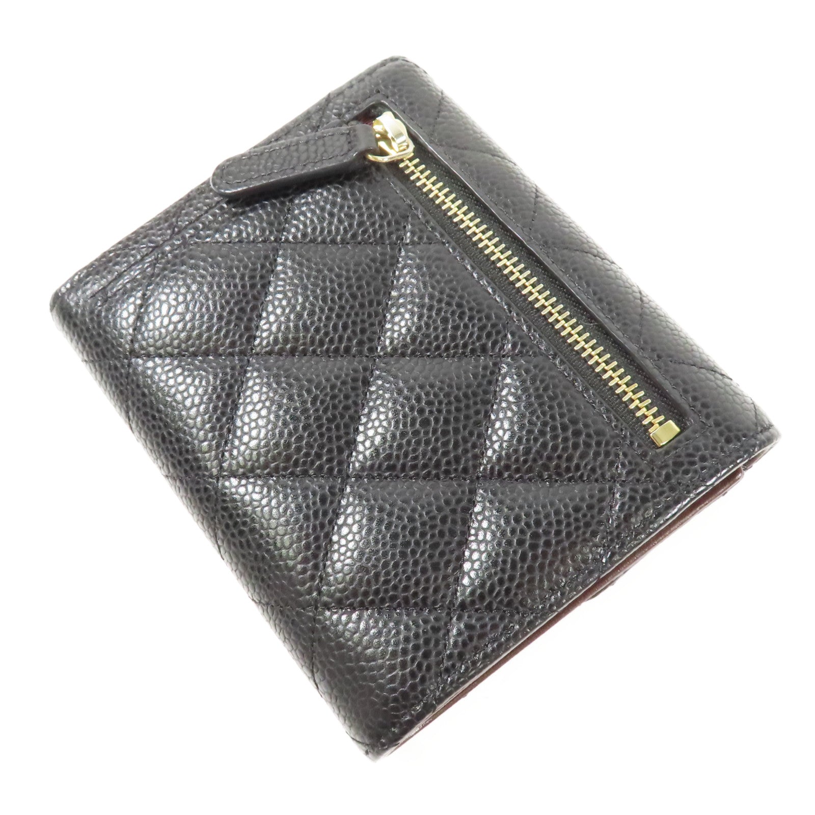 CHANEL 牛皮皮革Trifold Wallet金扣錢包