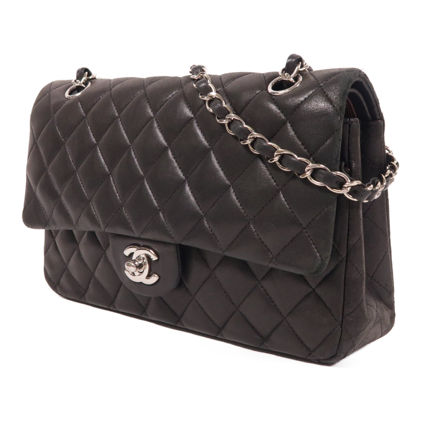 CHANEL 羊皮皮革Classic 25銀扣鏈帶肩背袋