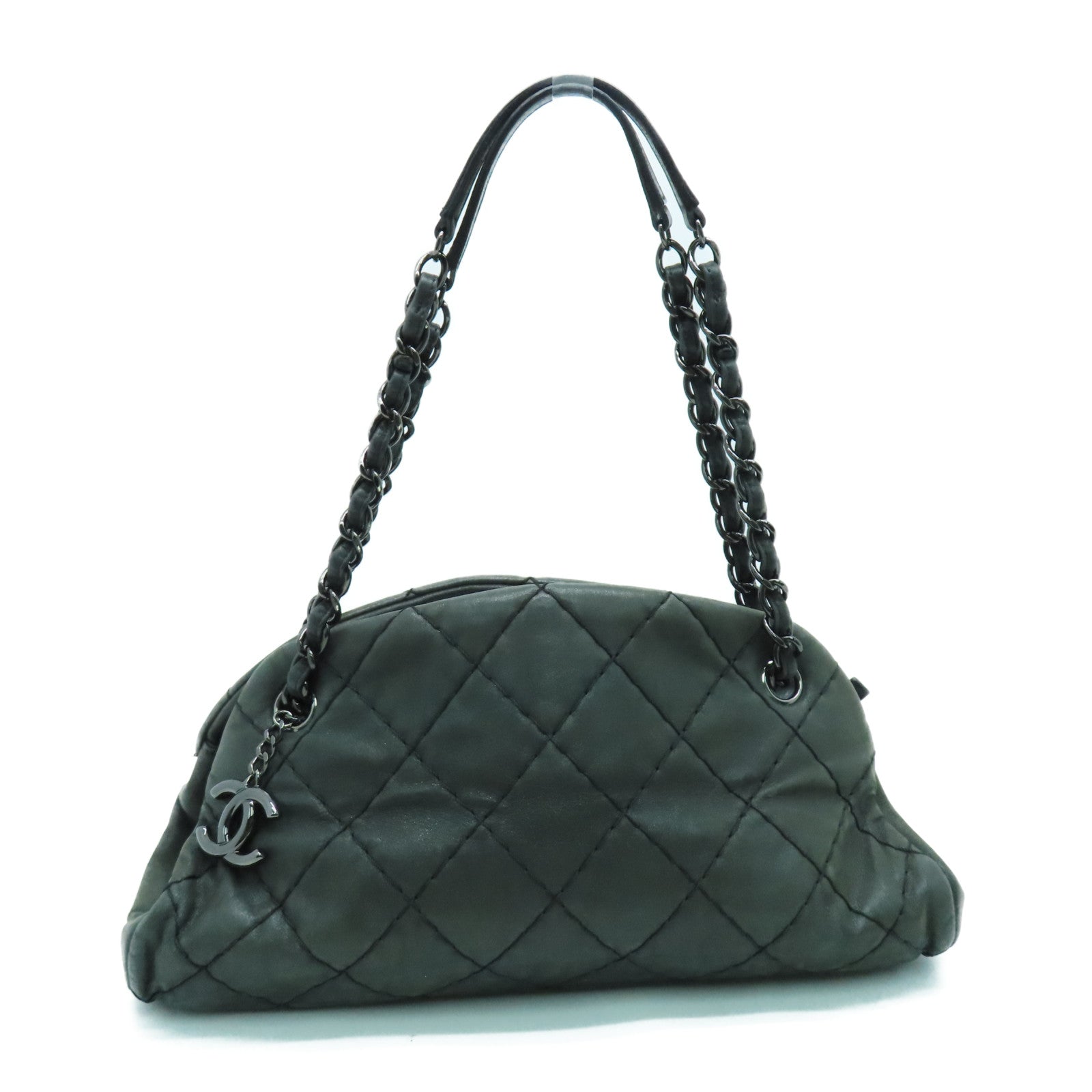 CHANEL cowhide leather Chain Shoulder shoulder bag dark green
